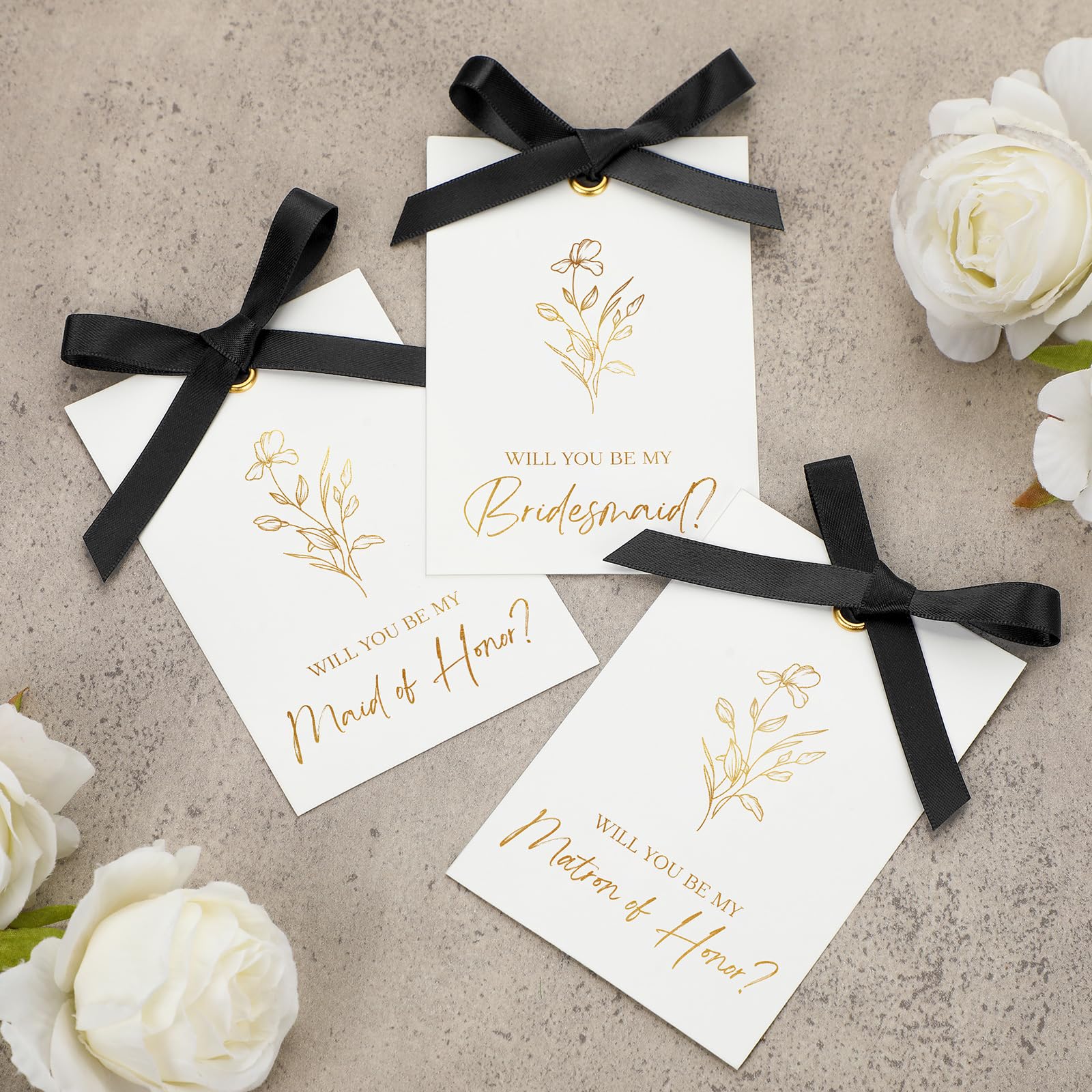 Humyoun 11 Pcs Bridesmaid Proposal Card with Ribbon Bow Floral Metallic Bridal Gift 8 Will You Be My Bridesmaid 2 Maid of Honor 1 Matron of Honor