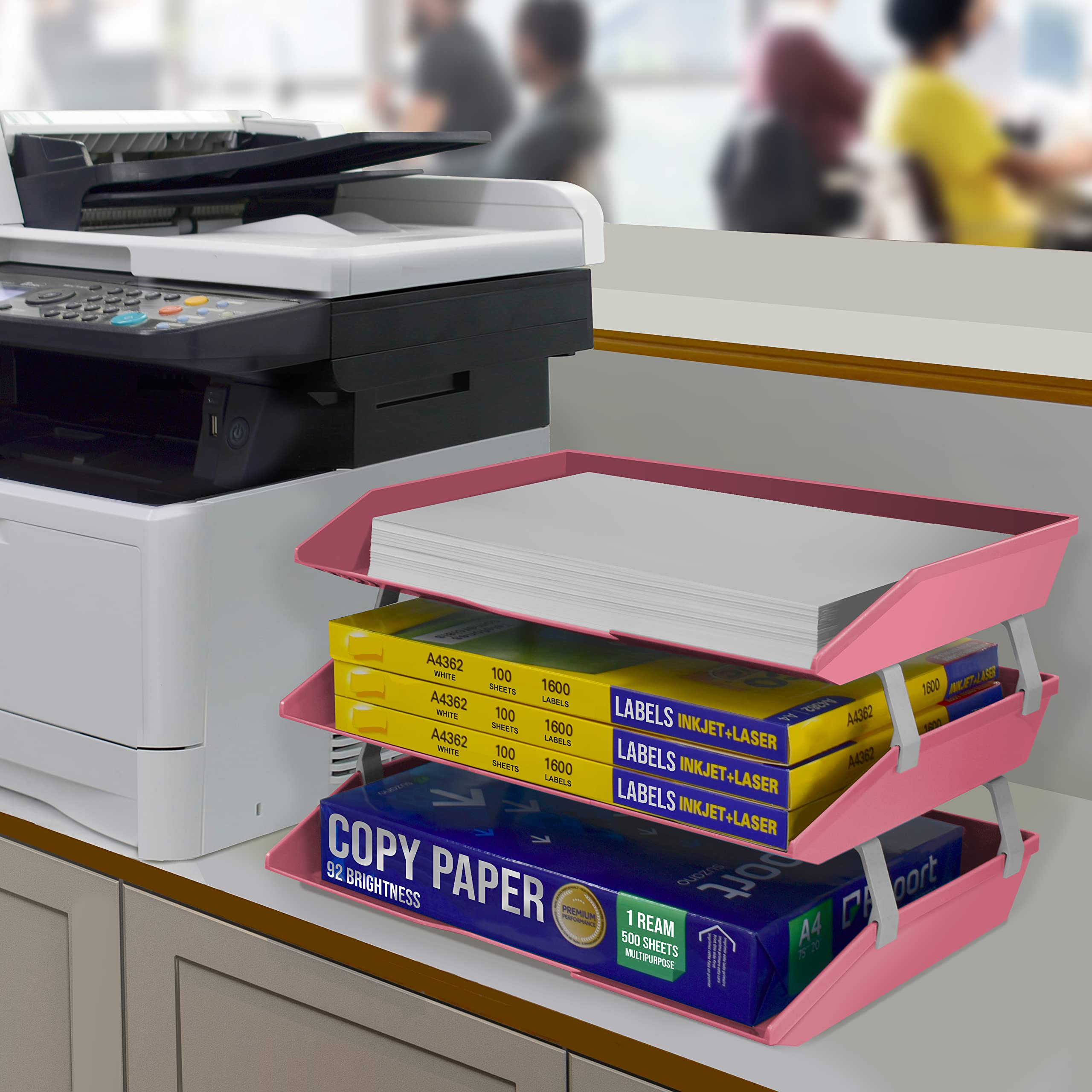 Vassoio Organizzatore Documenti Facility A 4 Ripiani - Plastica Bianca, Lato A4, Per Scrivania - Foto 9