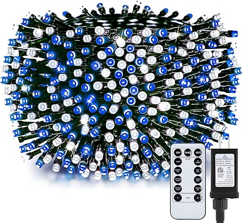 Miniatura 21 de Minetom Luces de Navidad, 128 pies 400 LED Luces de Árbol de Navidad para Exteriores con Control Remoto, 8 Modos Luces de Cadena Plug-in Mini Luces