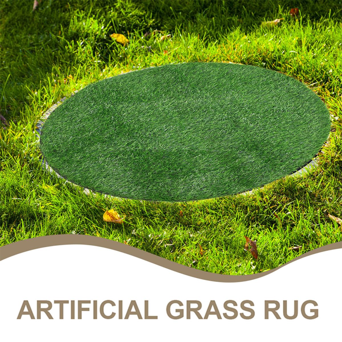 YARNOW Kunstrasen Matte Rund 80cm Durchmesser für Garten Terrasse und Küche als Tischdeko und Schachtabdeckung aus Kunststoff