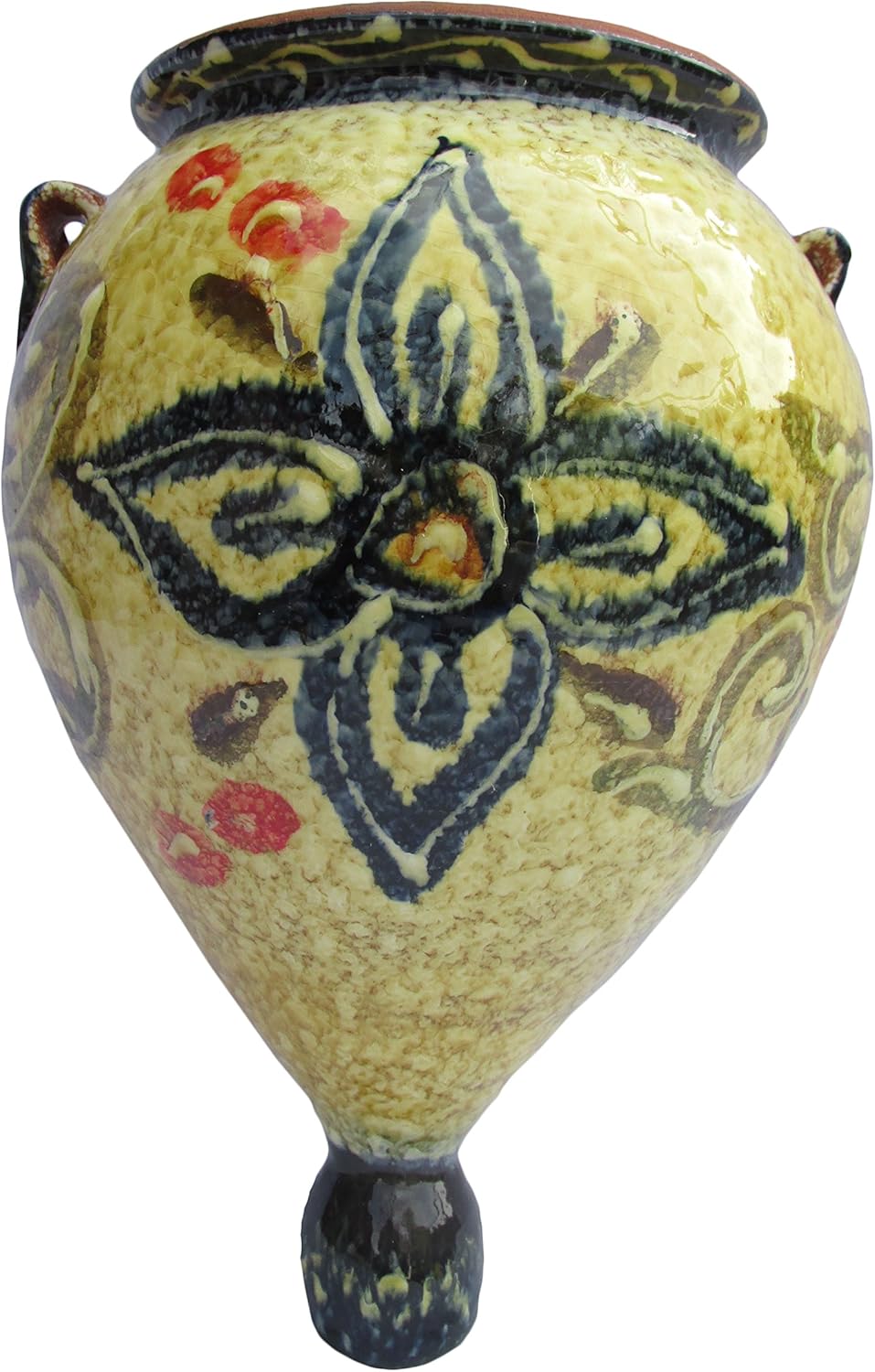 Cactus Canyon Ceramics Spanish Hand-Painted Orza Wall Flower Planter, Spanish Honey