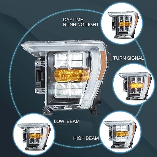Miniatura 4 de VLAND Conjunto de faros LED para Ford F150 2021-2023 14 generación XL, XLT, Lariat, Tremor, Raptor, King Ranch, Platinum, Limited,