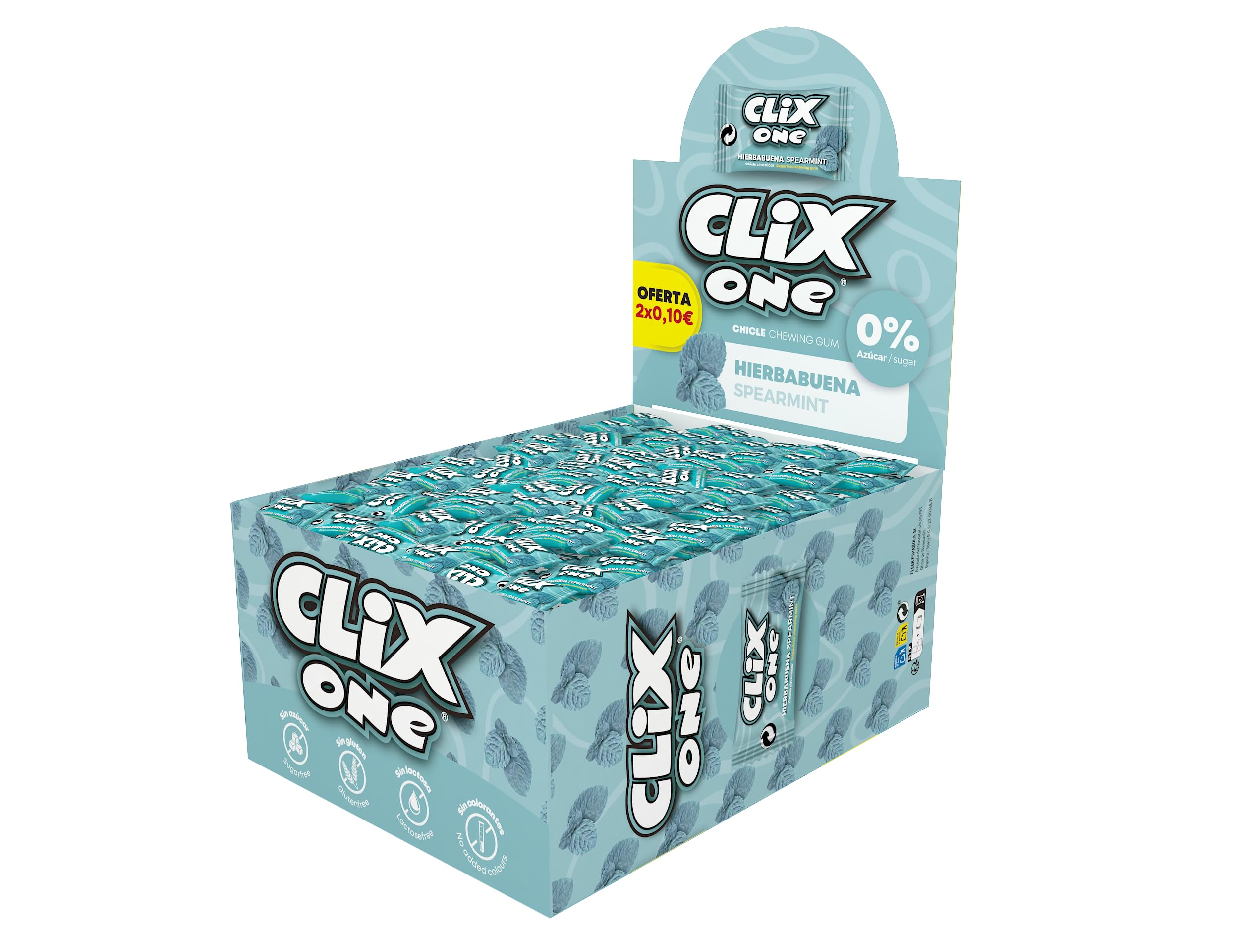 Chicle sin azúcar iChuches Clix 150 Hierbabuena sin gluten sin lactosa