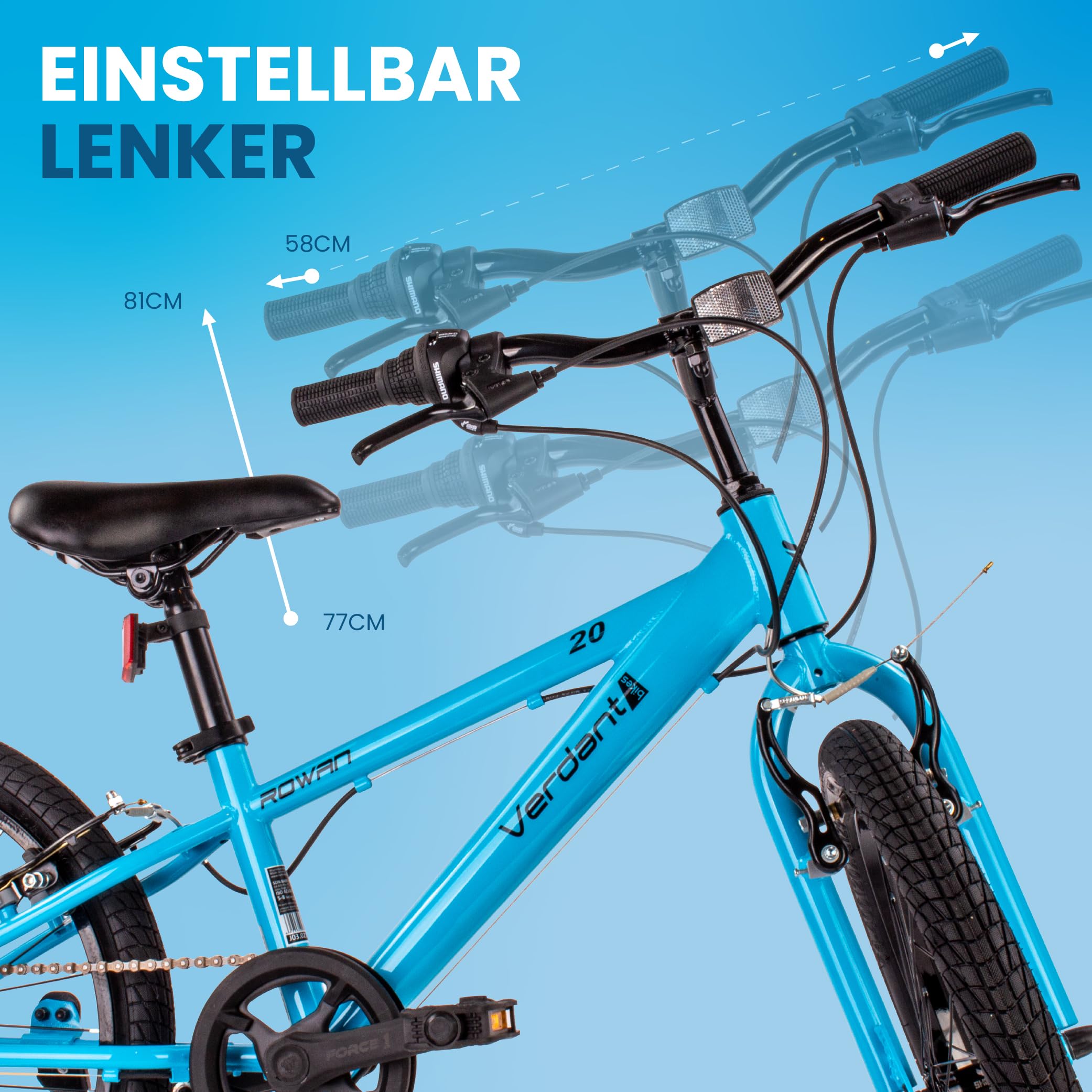 sun baby Jungenfahhrad 20 24 Zoll Verdant Jungen Bike Leicht Radgröße zur Auswahl Gang Shimano Kinderfahrrad von 6 bis 12 Jahre verstellbare