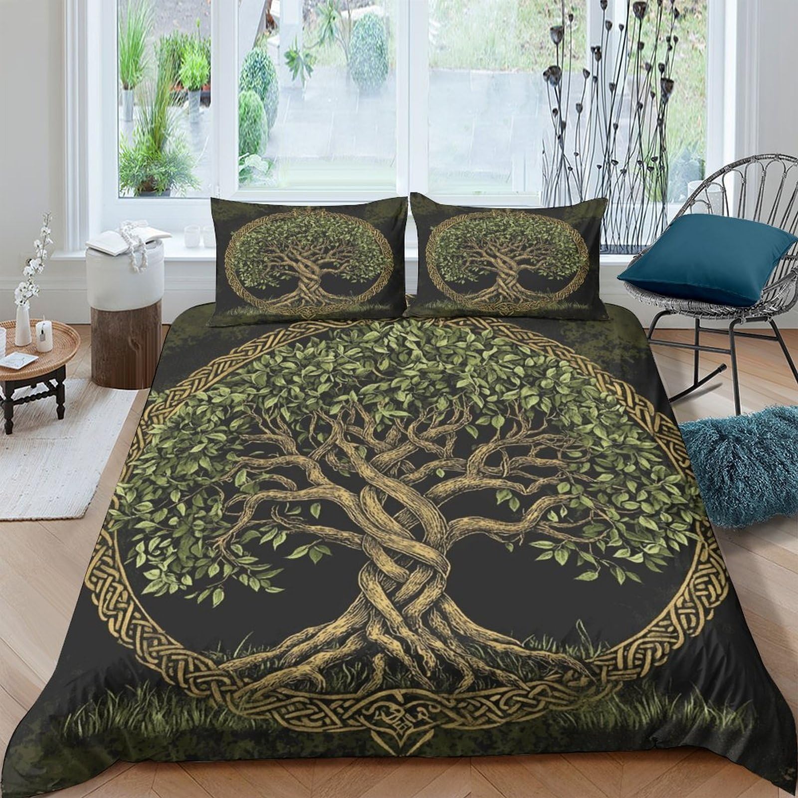 Ctjqhvkz Style-10 3D Printed Tree Of Life Fitted Sheet Microfiber Soft Brown Green Roots Bed Cover For Bedroom Dorm Decorative Mattress Protection Single（135X200cm）