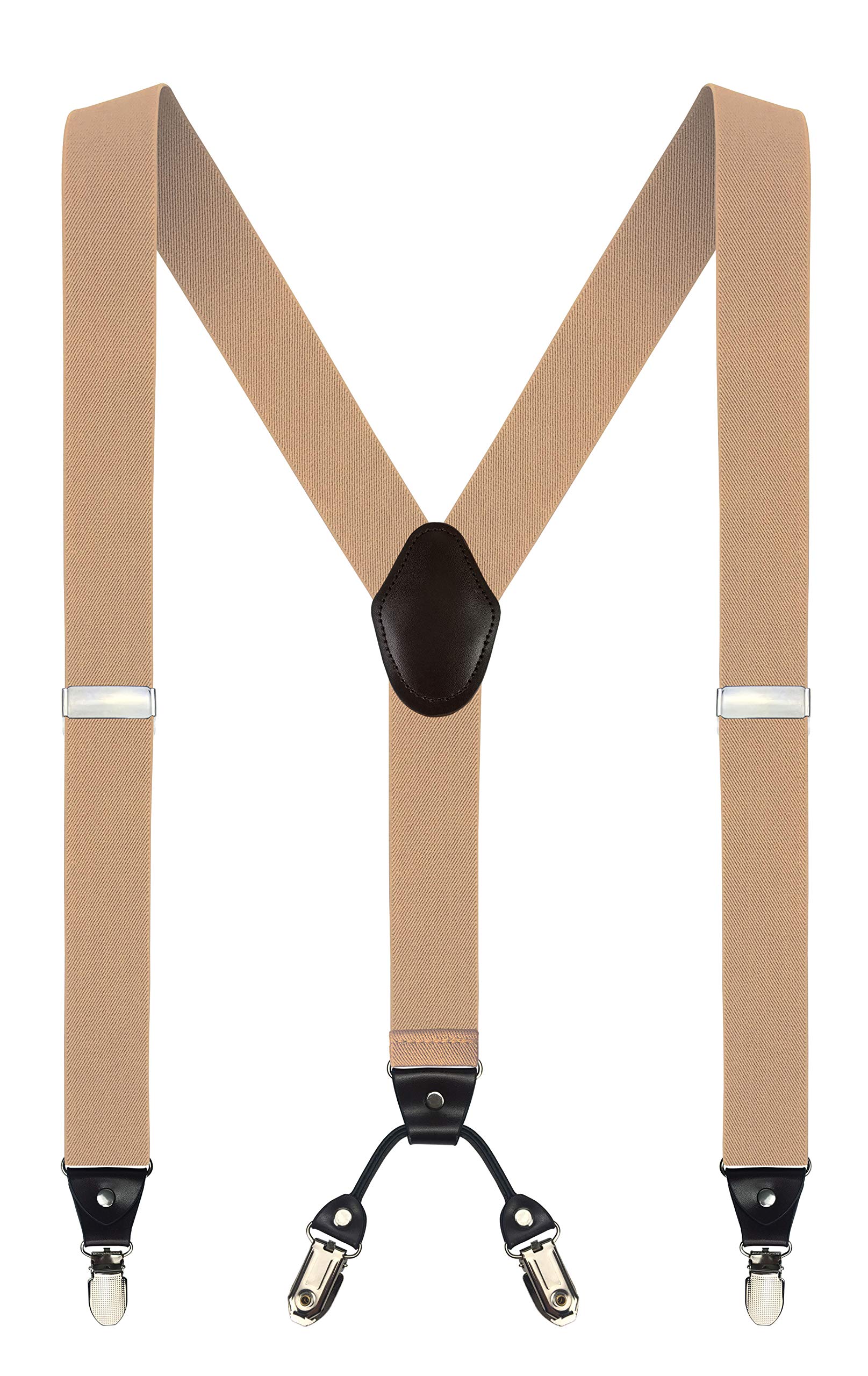 Men's Y-Back 1.4 Inches Wide 4-Clips Adjustable Suspenders