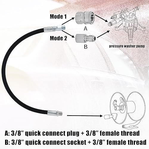 Miniatura 10 de Tool Daily Manguera de látigo para lavadora a presión con giratorio, manguera de conector de carrete de manguera para lavado a presión con juego de