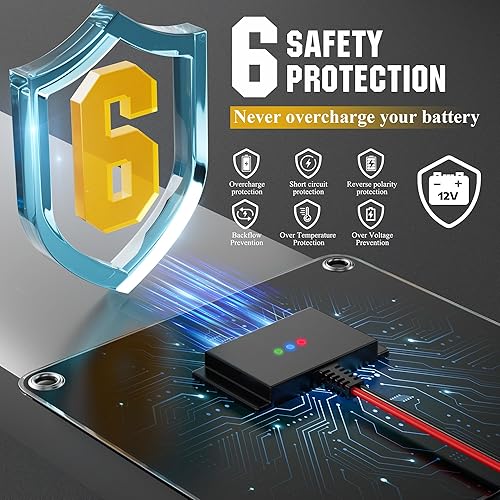 Miniatura 4 de SUNAPEX Mantenedor de cargador de batería de panel solar de 20 W 12 V, cargador solar portátil impermeable con controlador de carga integrado,