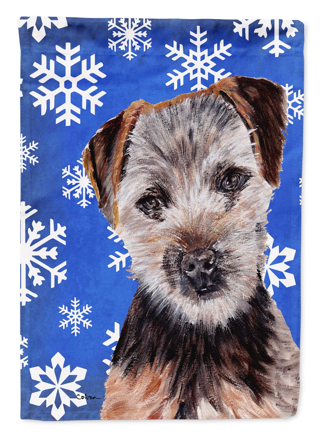 Drapeau Norfolk Terrier chiot et flocons de neige grand format multicolore