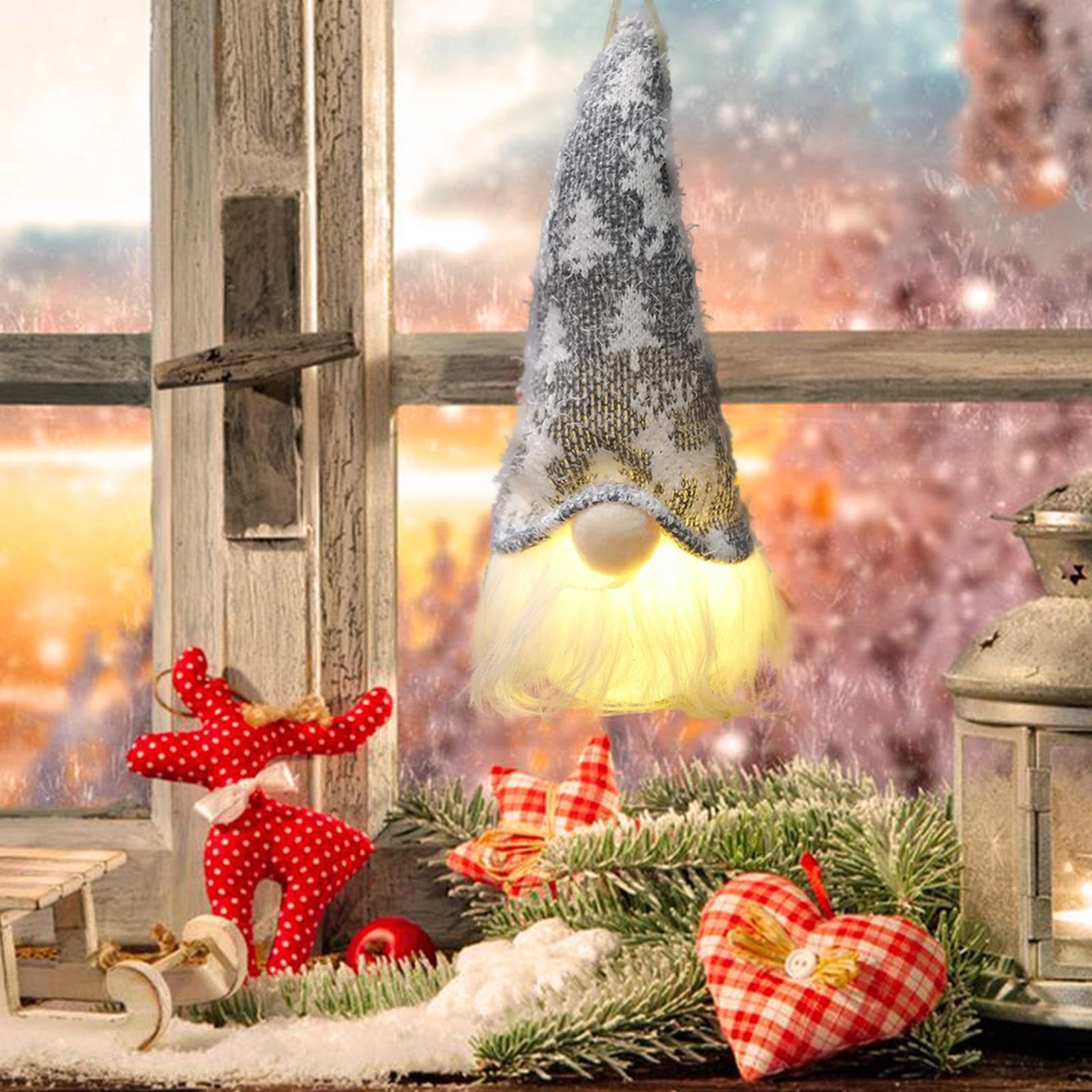6 Gnomi Natalizi LED Luminescenti – Elfi Svedesi In Feltro Con Luci Calde – Decorazioni Appendibili Per Albero E Camino, Portafortuna Scandinavo