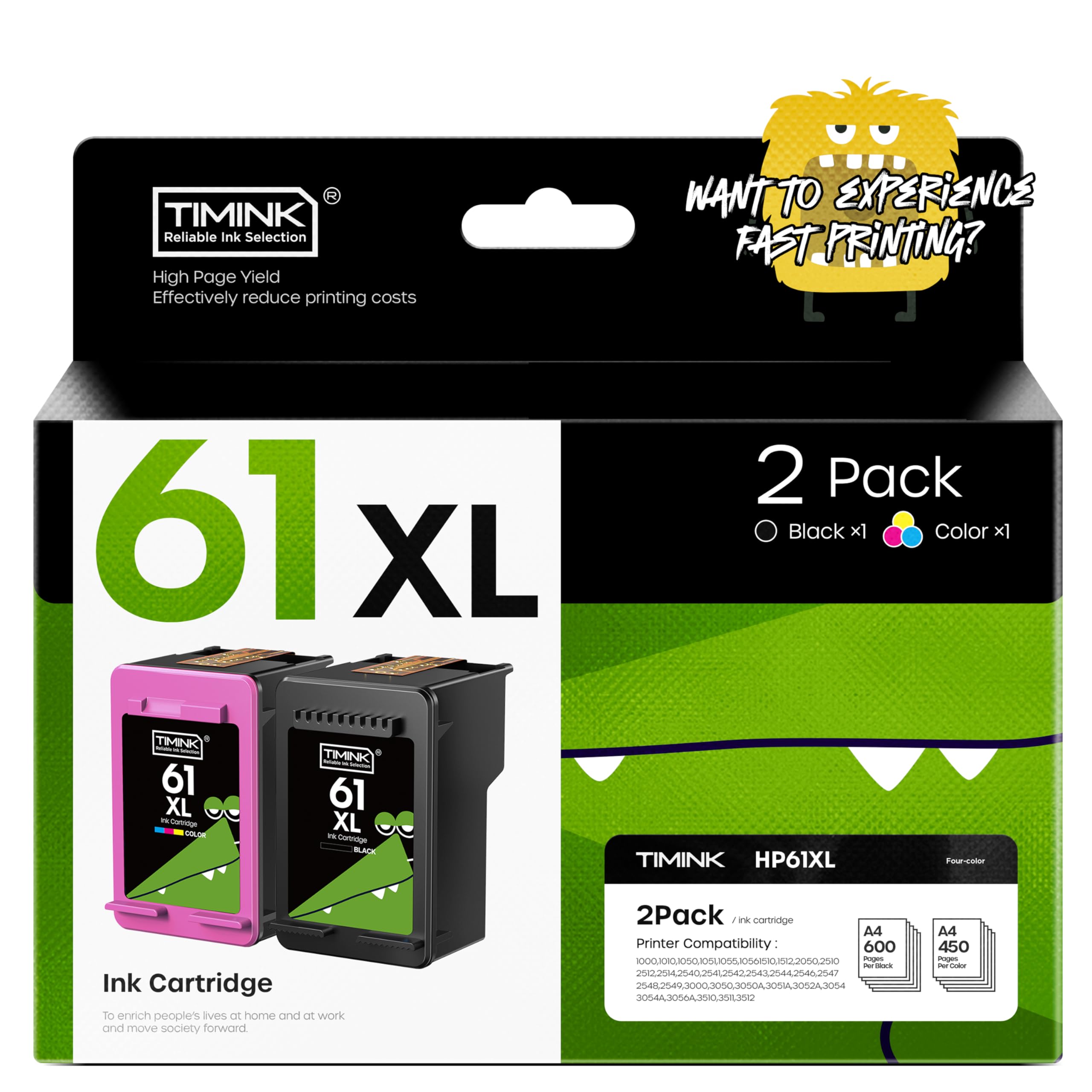 61 Compatiable Ink Cartridge Como Pack for HP 61 Works with DeskJet 1000 1010 1050 1510 2050 2510 2540 3000 3050 3510 Envy 4500 5530 OfficeJet 2620