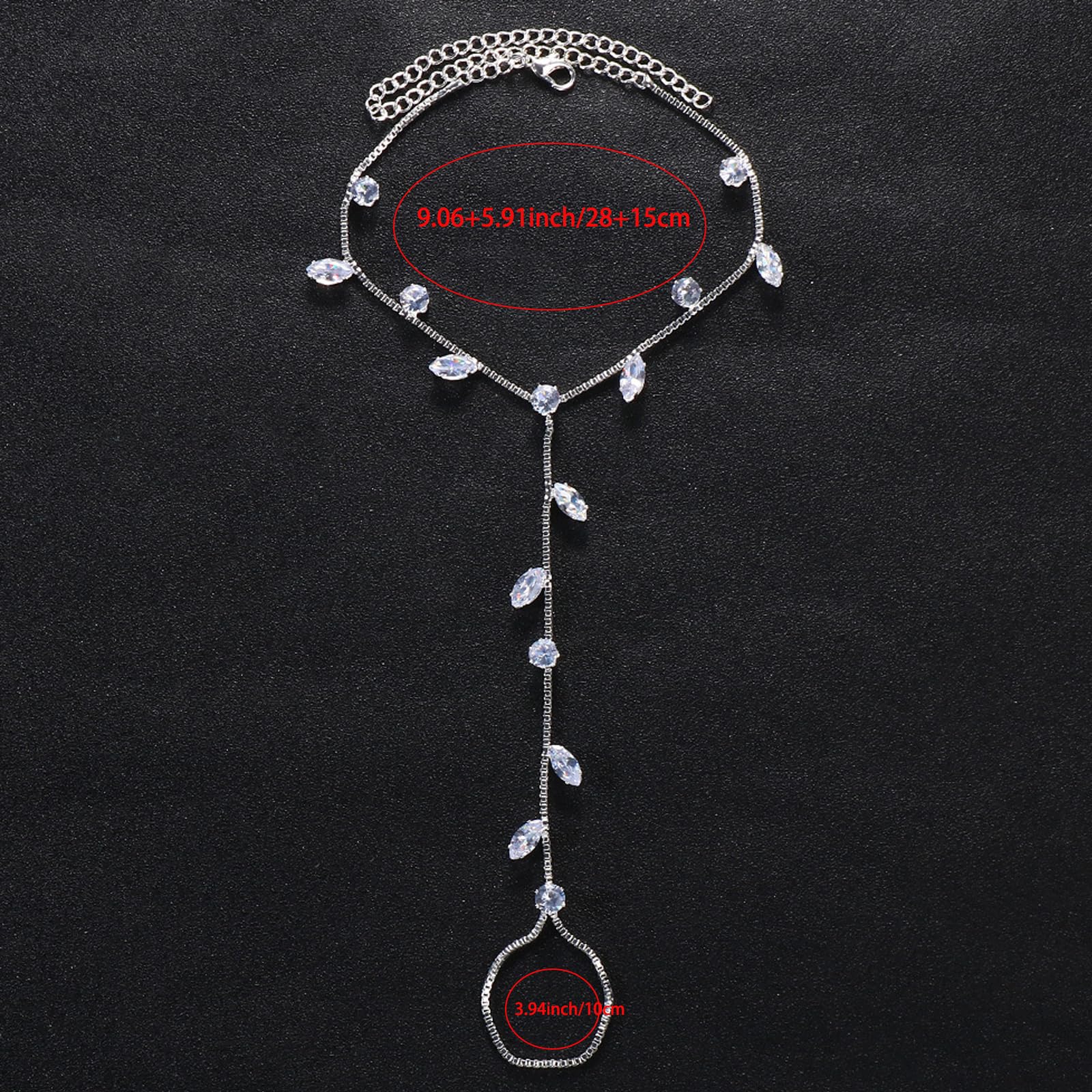 Riymusry Summer Barefoot Sandals Foot Chain Jewelry Anklet Bracelet Crystal Toe Ring Anklets Bridal Rhinestone Foot Chain Jewelry for Women: Silver