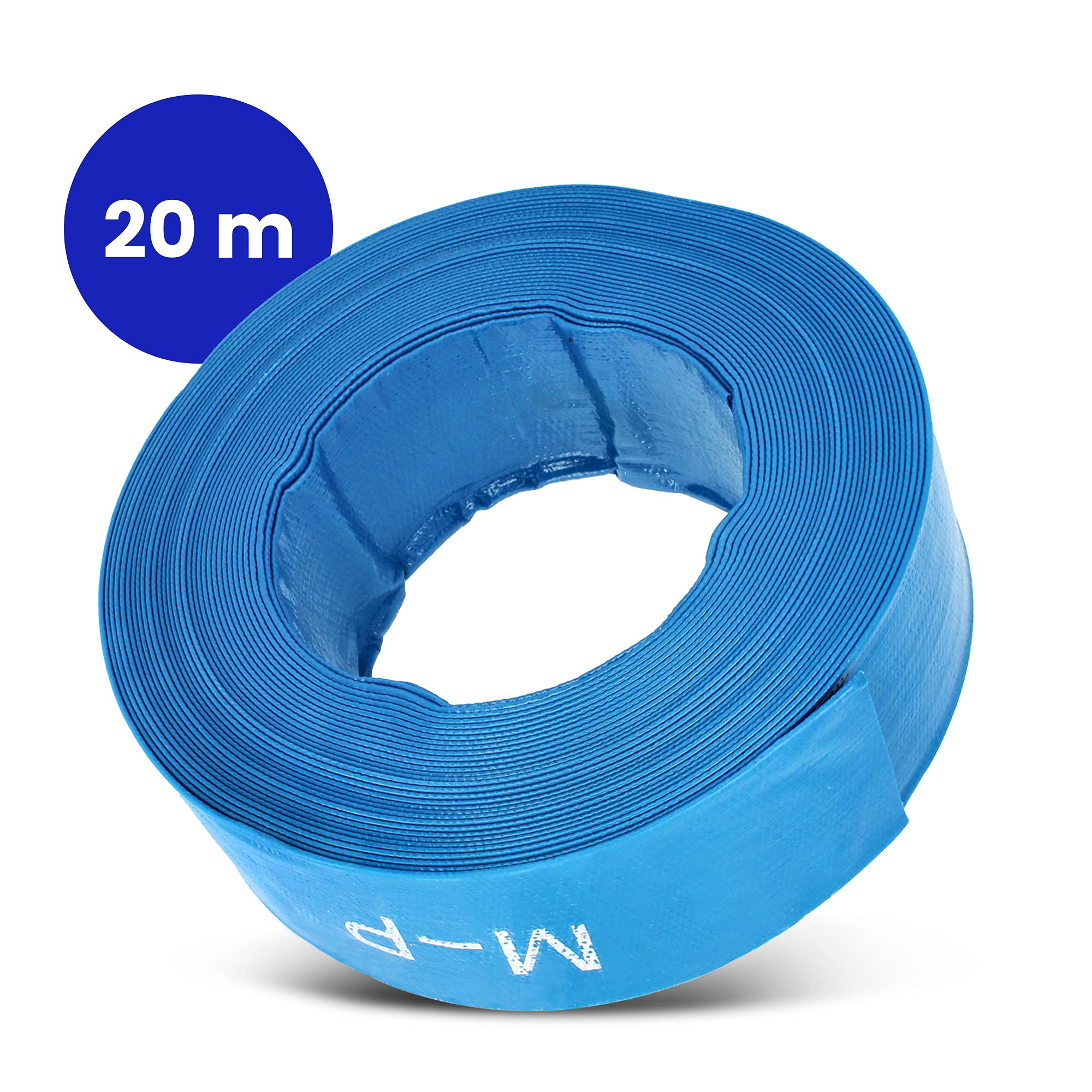 2 inch - 52 mm, 20 m platte slang | Bouwwaterleiding | Industrieslang | Synthetisch rubber, wit met groen, 10 bar, -20°C tot 60