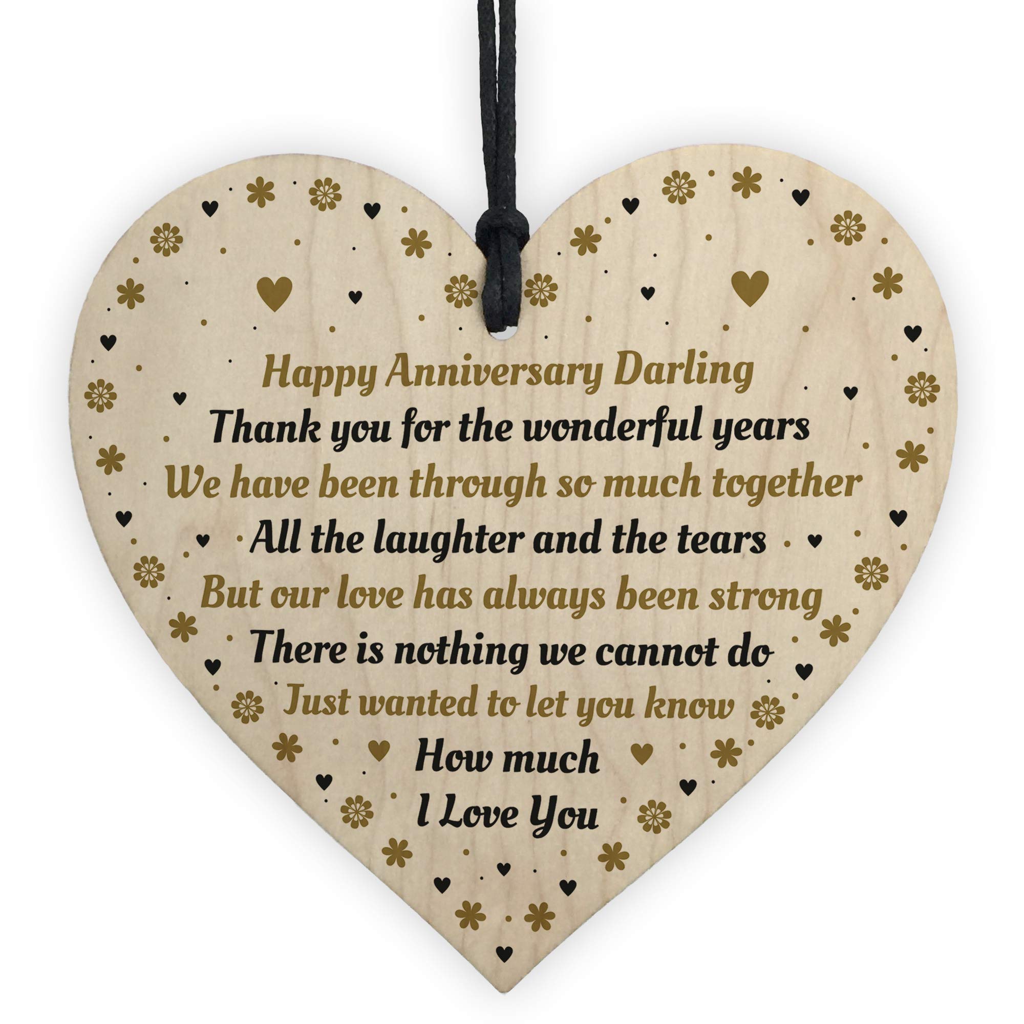 Happy Anniversary For Your Boyfriend Girlfriend Husband Wife Wood Heart Thank You Keepsake