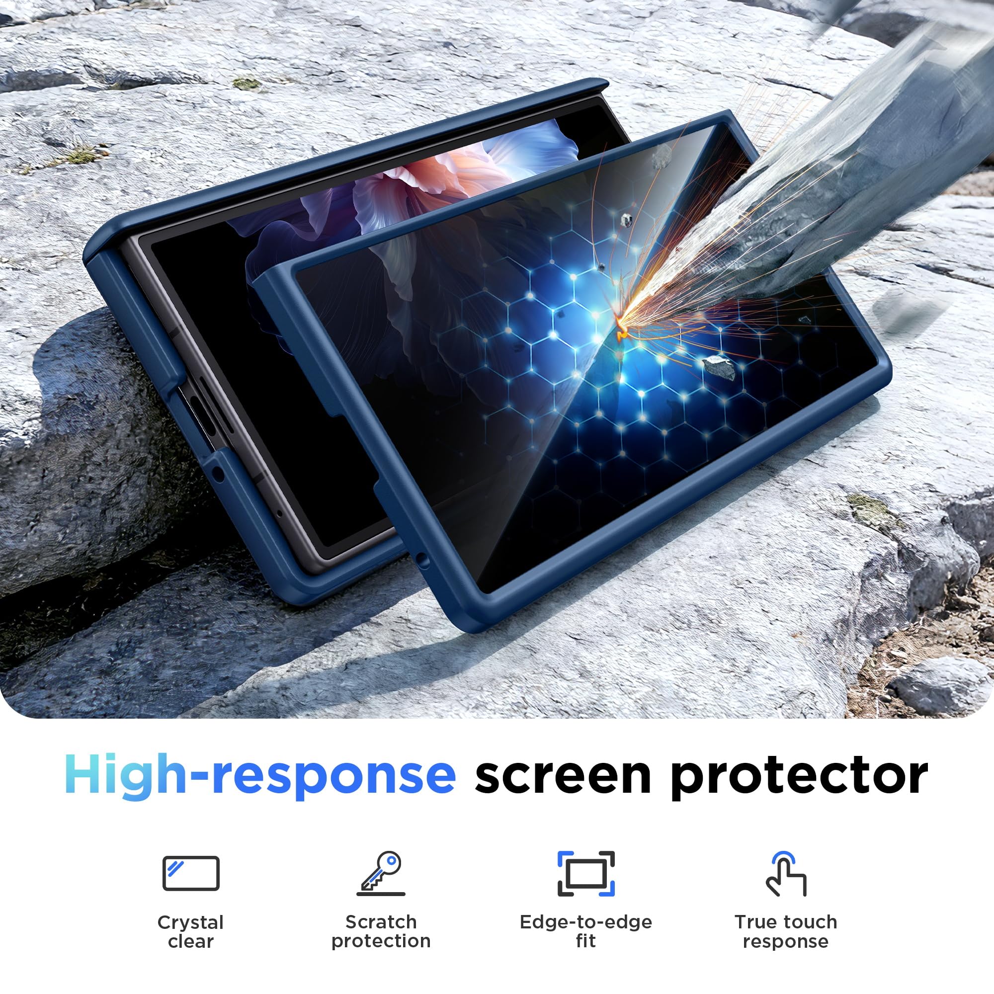 MOBOSI Magnetisch Hülle für Samsung Galaxy Z Fold 7 mit Schutzfolie Sichtschutz,Militärschutz Matt Schutzhülle, Kompatibel mit Magsafe & Scharnierschutz,Stoßfest Handyhülle für Z Fold 7,Blau | Schutzhülle für Samsung Galaxy Z Fold 7, kompatibel mit MagSaf