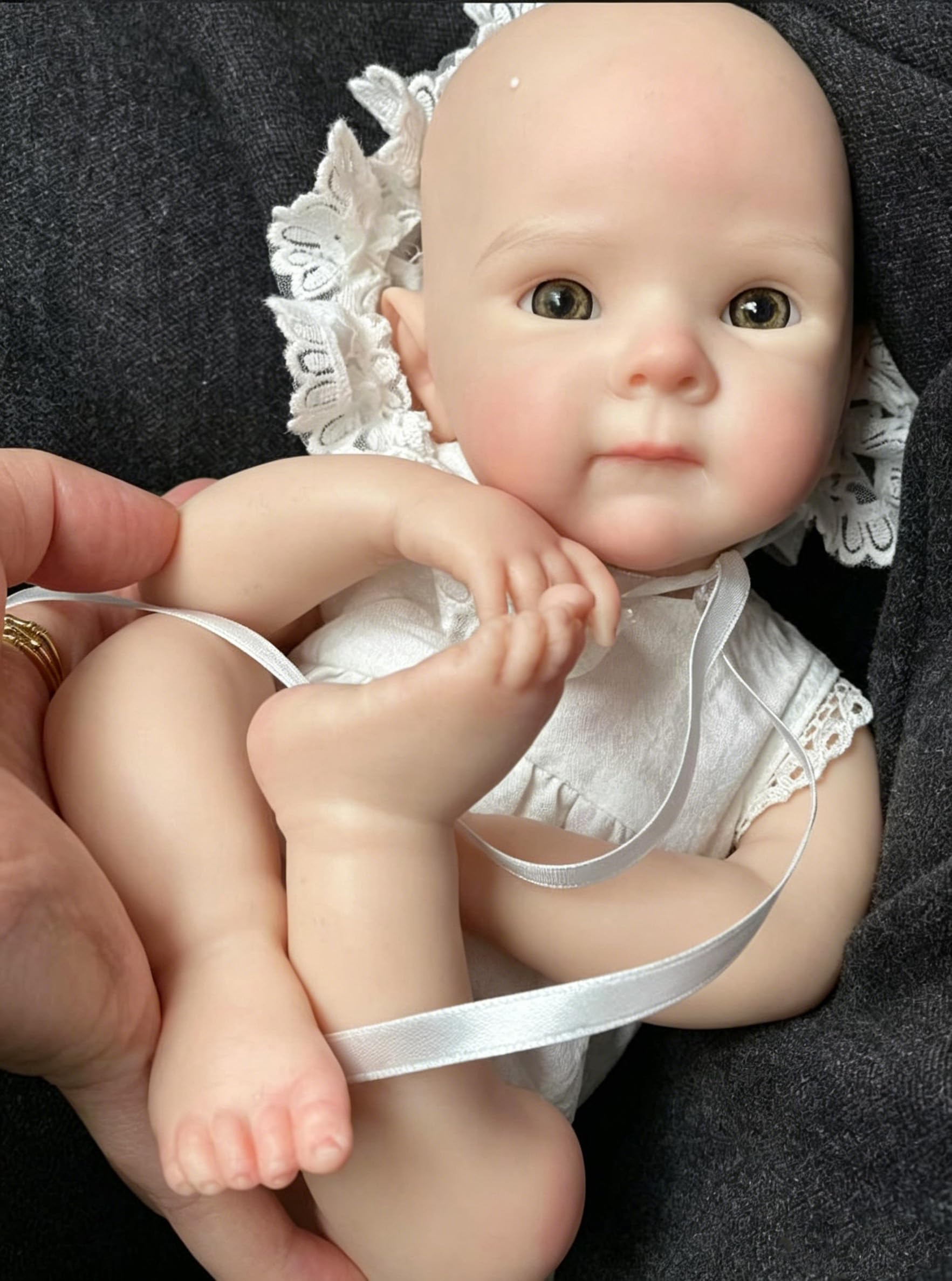 Abenduot Bambola da 33 cm con Bocca Aperta in Silicone Corpo Intero Ragazza Assomiglia a un Bambino Vero | Silicone solido, realistico, anatomicamente corretto e impermeabile, per bambini dai 3 anni in su. Regalo per bambini