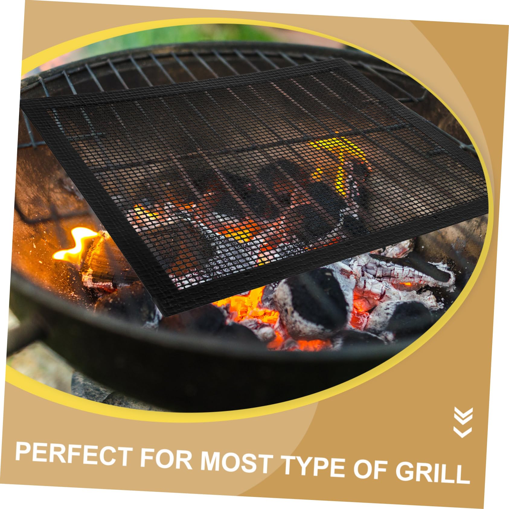 Abaodam Outdoor Non Stick BBQ Grilling Mat Reusable Mesh Barbecue Accessories Durable Tear Resistant BBQ Grill Mat for Cooking