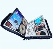 DVD CD Storage Case with Extra Wide Title Cover Pages for Blu Ray Movie Music Audio Disk (Portable Carrying Binder Holder Wallet Album Home Organizer Shelf)- Blue, 128 disk units, 64 cover pockets