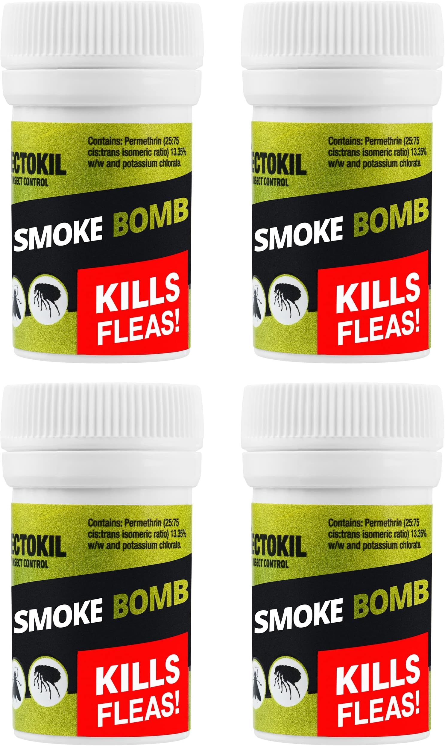 InsectoKil Flea Bombs for The Home (Pack of 4 Flea Killer Smoke Bombs) Professional Strength Mini Smoke Bomb Foggers for Effective Flea Treatment