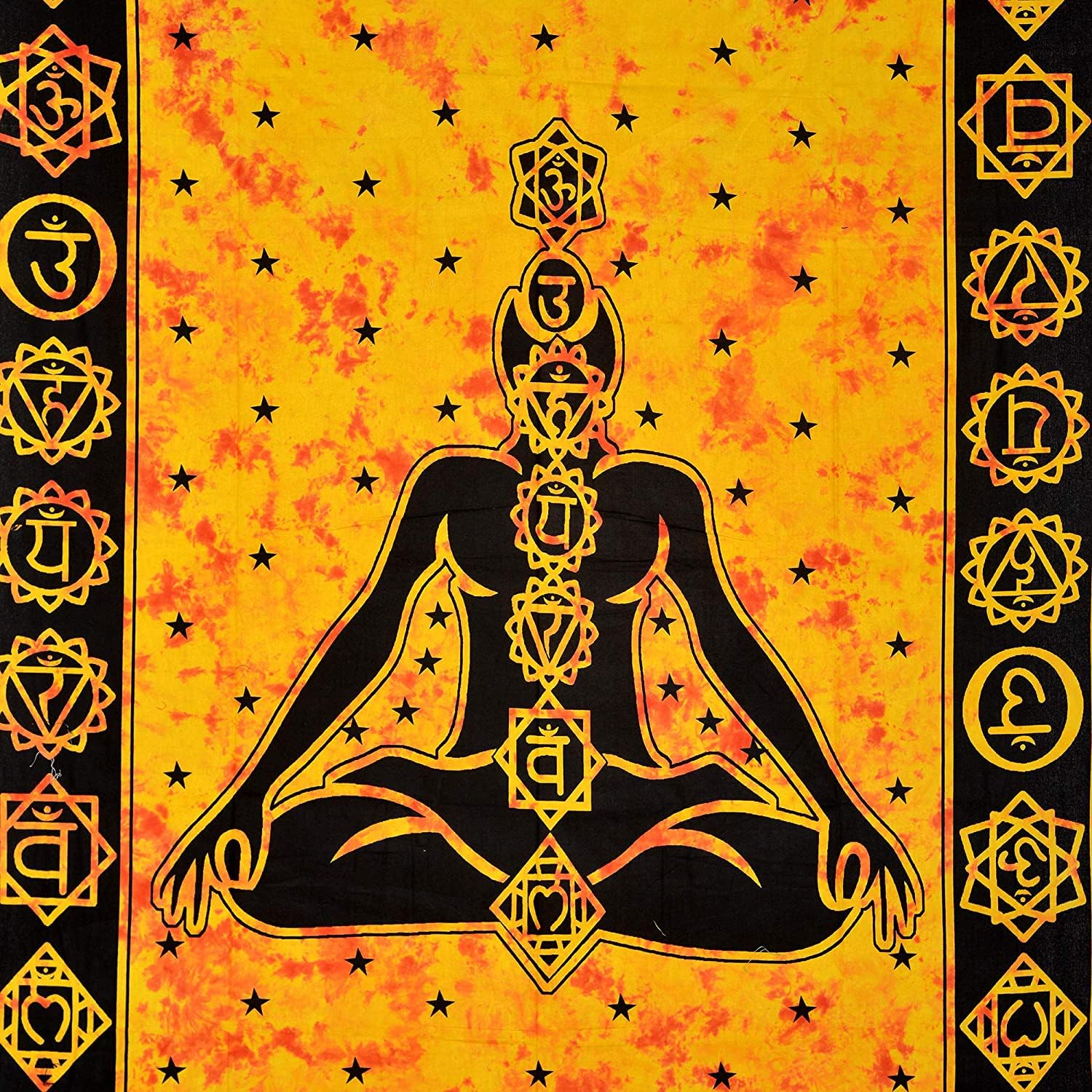 AVA Collections Tapestry Multicoloured Wall Hanging Psychedelic Tapestries Indian Cotton Poster Picnic Sheet Wall Decor Blanket Wall Art Hippie Bedroom Décor (Yellow - Image 4