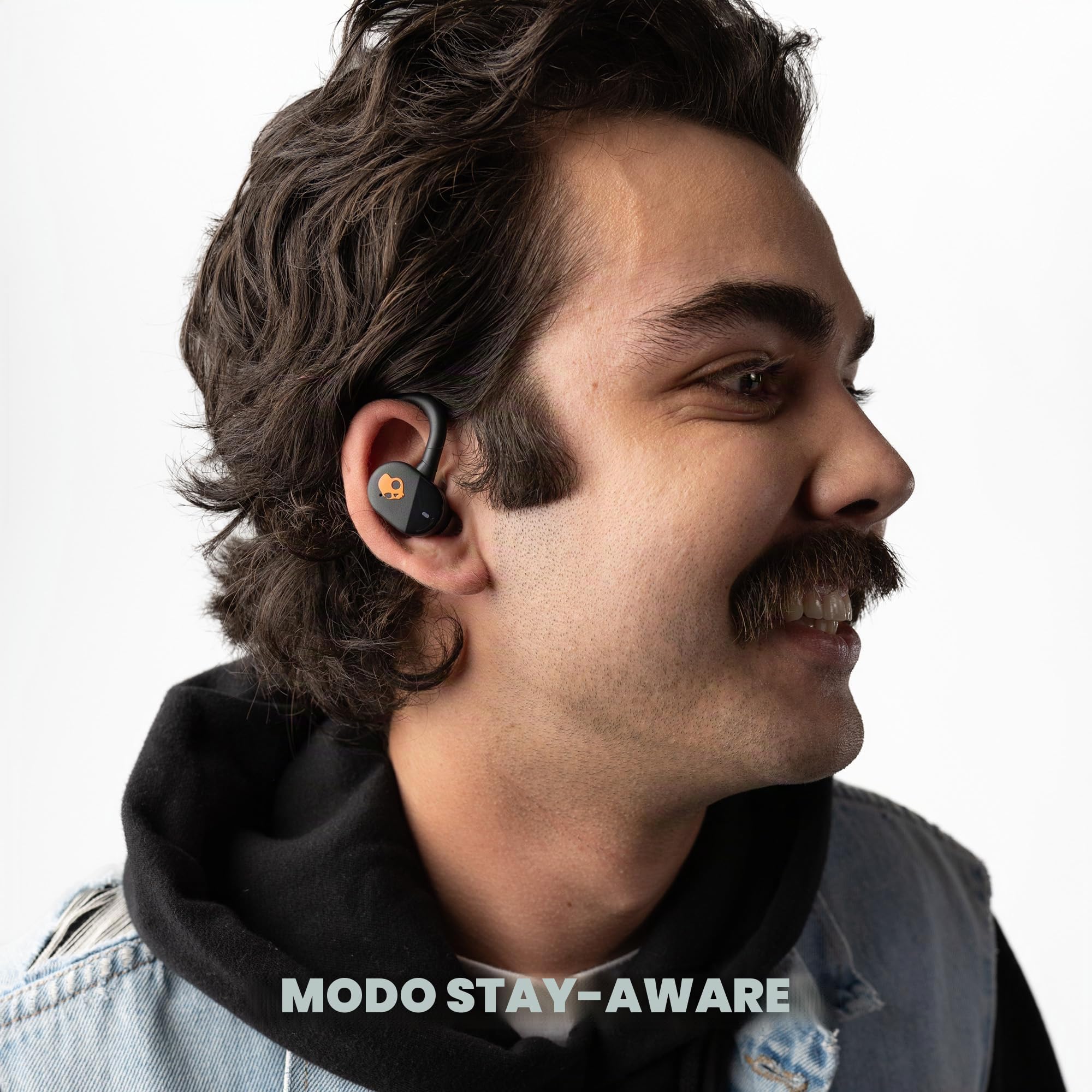 Skullcandy Push Play Active Auriculares In-Ear Inalámbricos, 34 h de Autonomía, Modo Stay-Aware, Micrófono, Compatibles con iPhone Android y Dispositivos Bluetooth. True Black/Orange