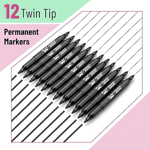 Miniatura 2 de Mr. Pen - Marcadores permanentes de doble punta, paquete de 12, negro, punta fina y ultra fina