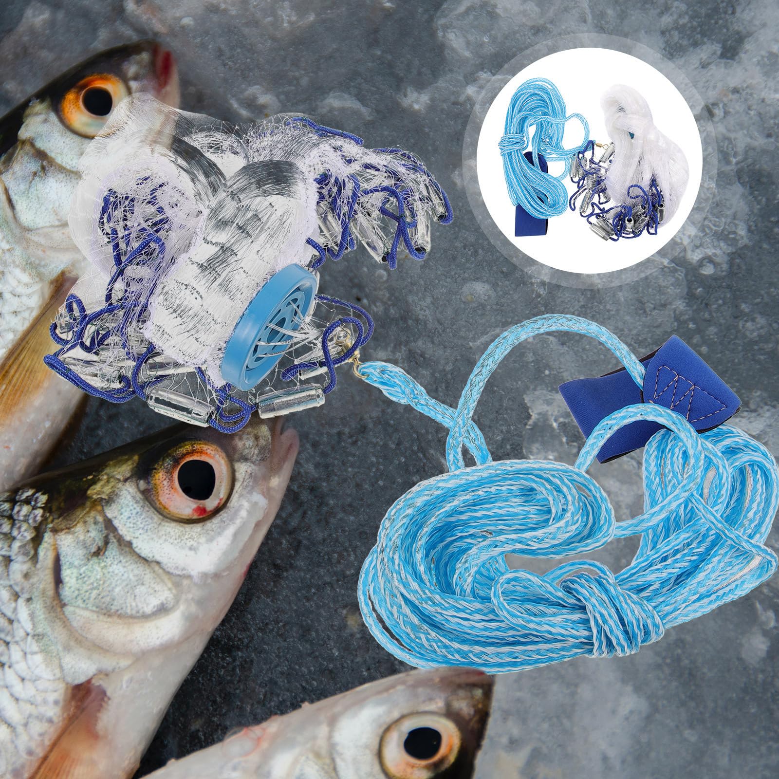UKCOCO Red de Pesca Manual para Exteriores Captura Rápida de Cebo, Línea Metálica Resistente Adecuado para Pescadores en Actividades al Aire Libre