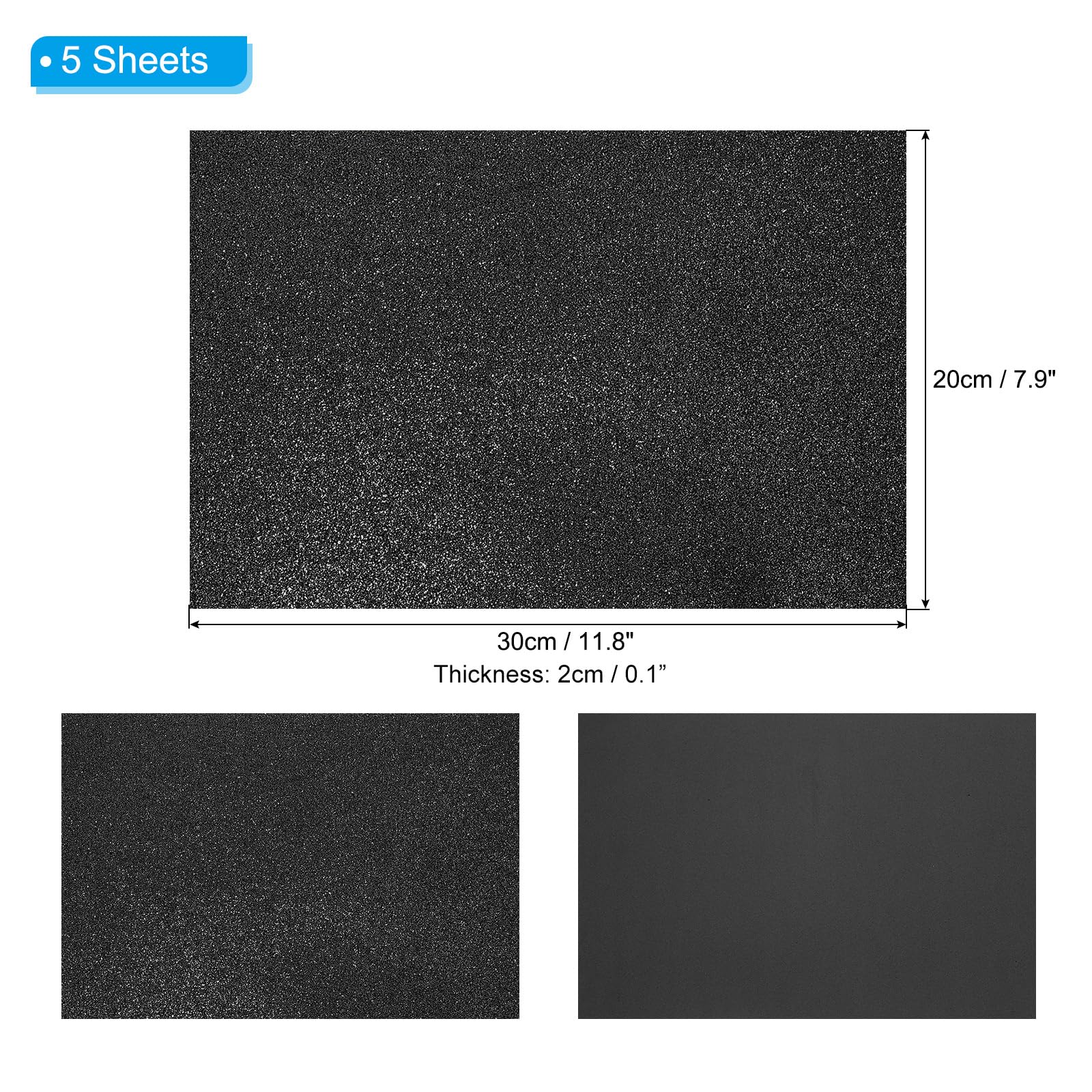 PATIKIL Black Shiny EVA Glitter Foam Sheet 11.8 x 7.9 Inch 2mm Thick Sparkle EVA Glitter Felt for Crafts DIY Project 5 Pcs - Image 2