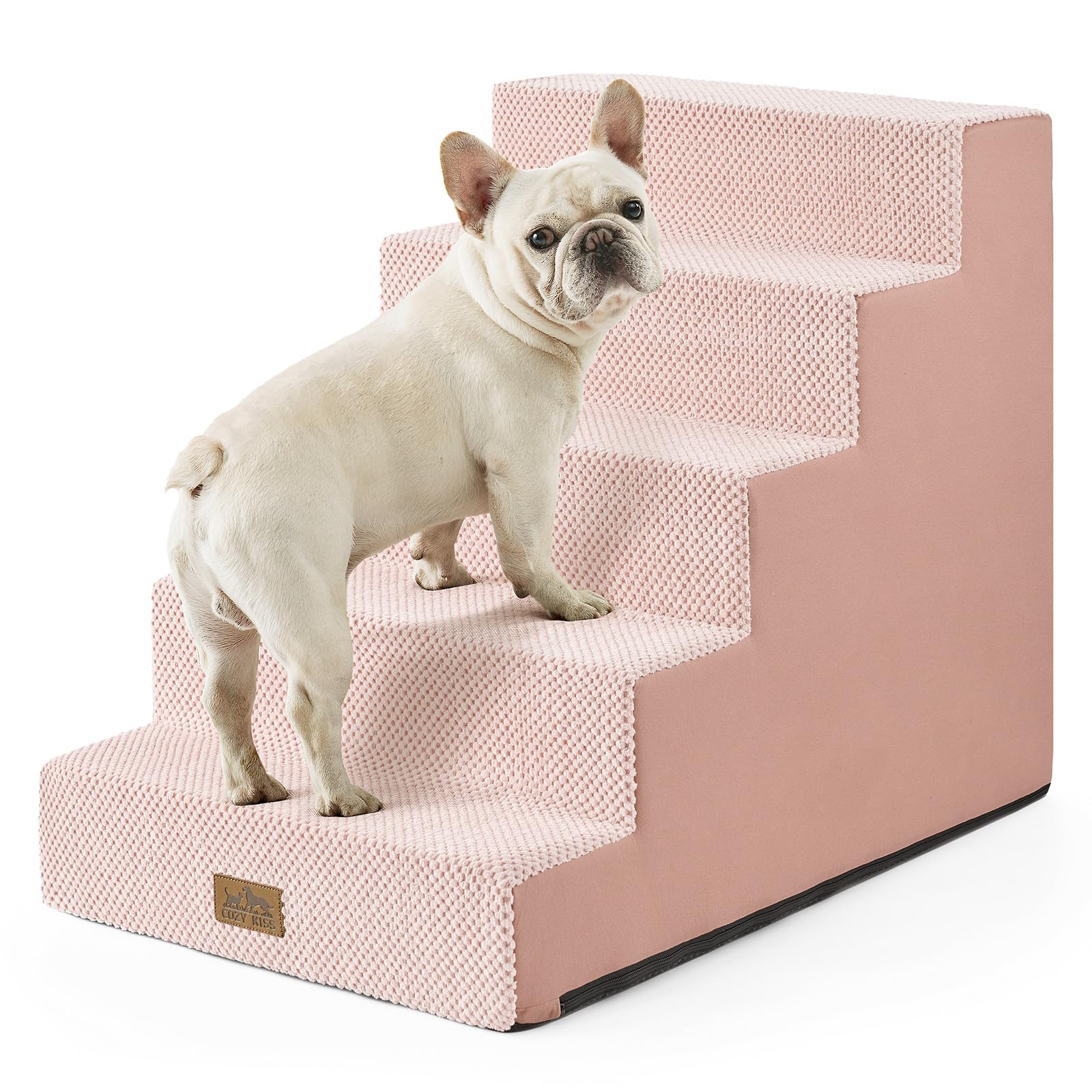 COZY KISS Dog Stairs for Small Dogs, 5 Step Pet Stairs for Beds &amp; Couches