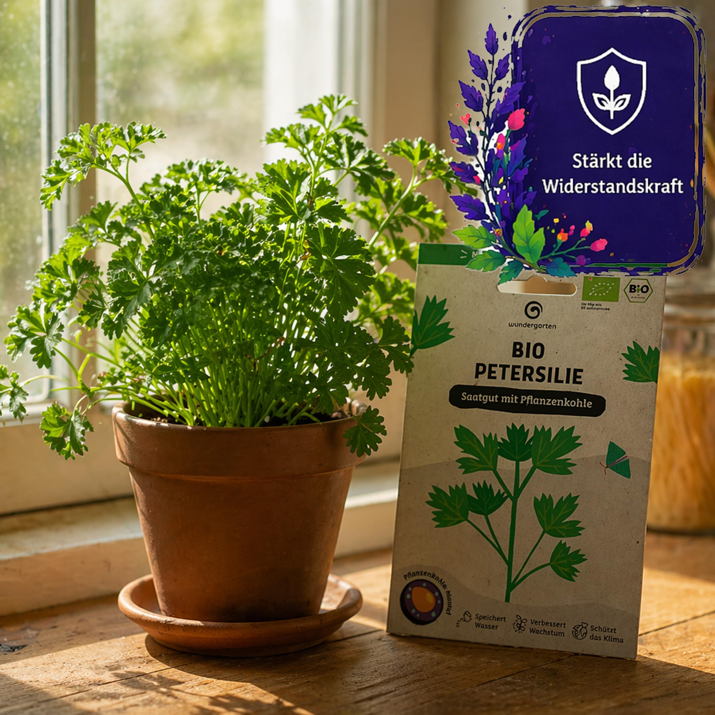20x Bio Petersilie Saatgut Einfache Schnitt – Wundergarten – Mit Pflanzenkohle-Mantel – Hohe Keimrate & aromatische Kräuter – Für Garten, Hochbeet & Balkon
