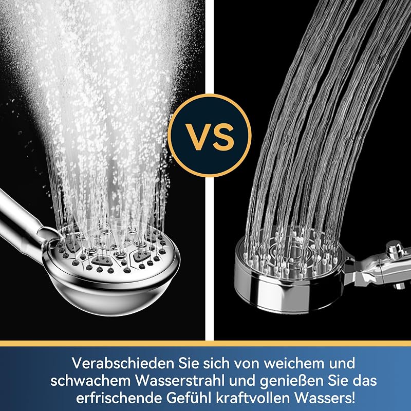 HNNHOME HydroPulse Kézi Zuhanyfej 6 Különböző Vízsugár Móddal, Nagy Nyomású, Univerzális Csatlakozás, Modern Rózsaszín Dizájn, 100mm