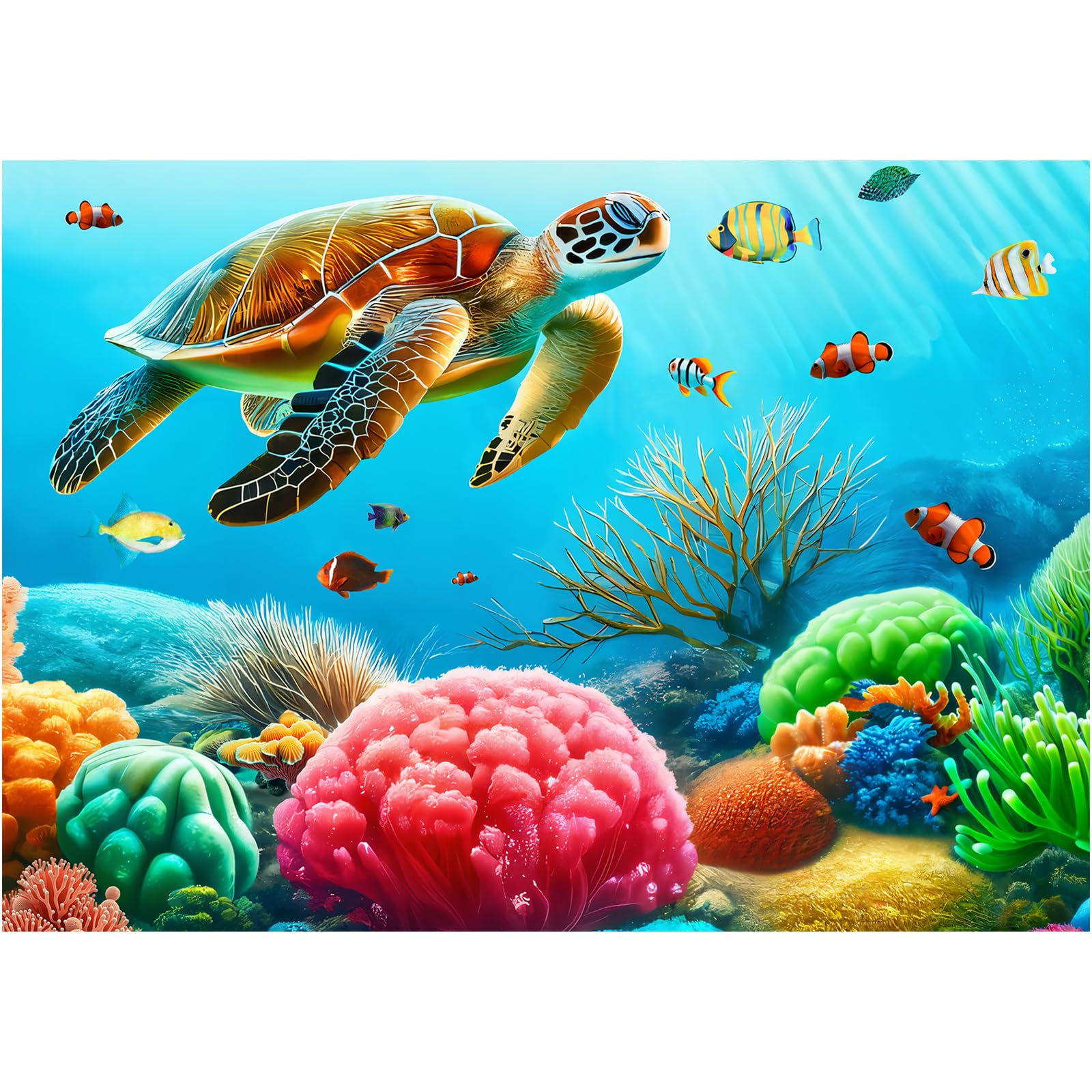 1000 Piece Jigsaw Puzzle for Adults, Bestdon Sea Turtle Nature Ocean Puzzle, Colorful Marine Life Underwater World Challenging Puzzle for Family