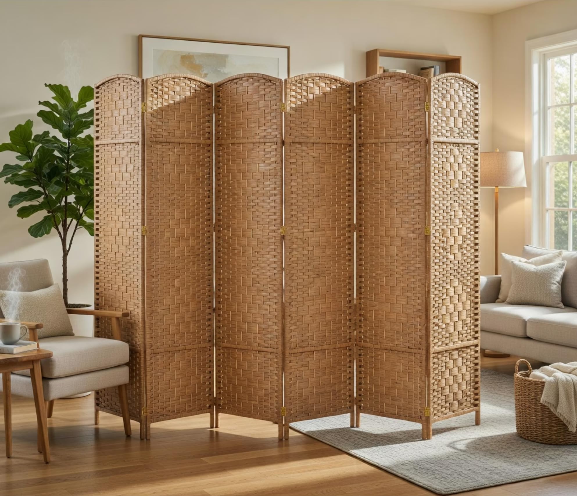 Legacy Decor 6 Panel Woven Bamboo Screen
