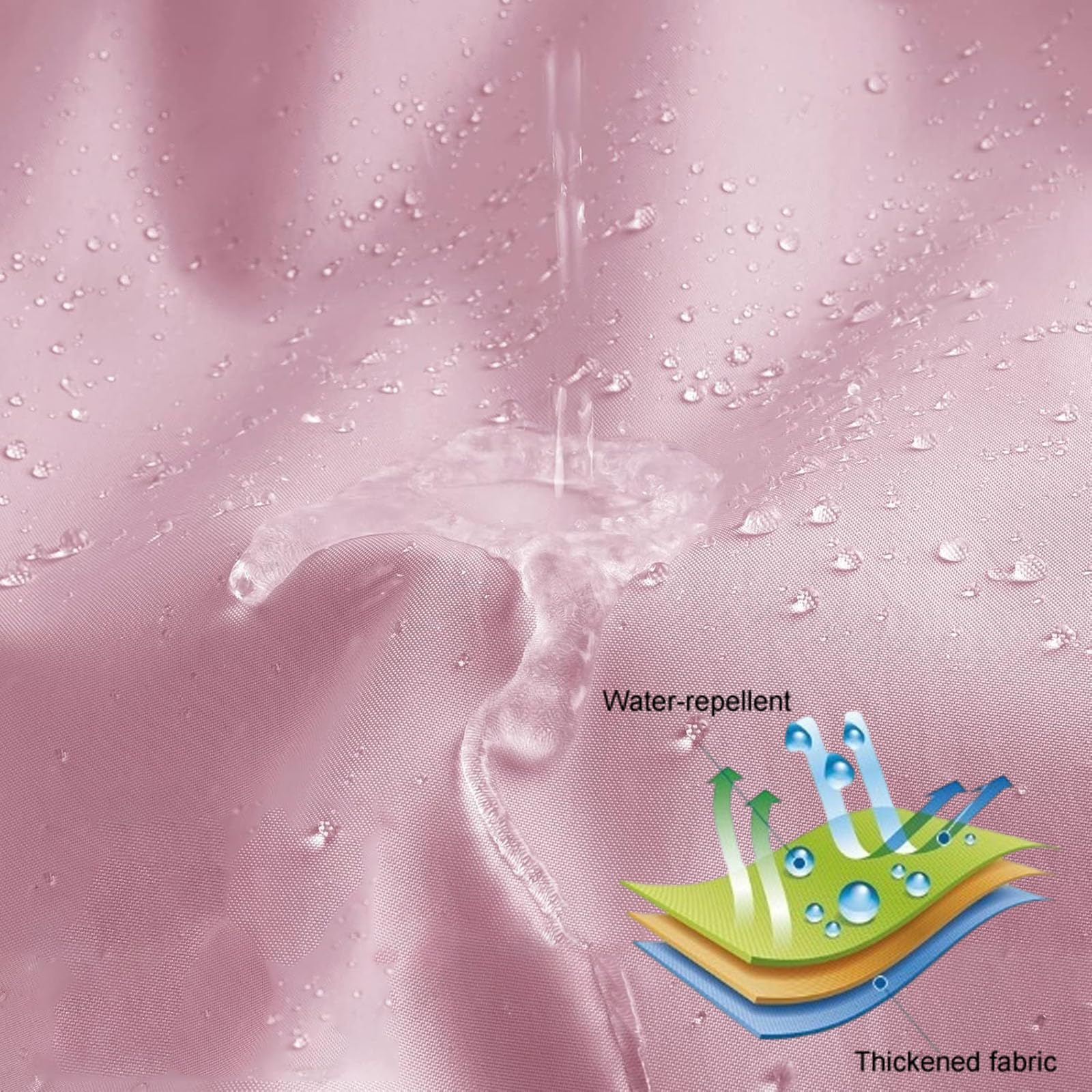 Rideau de Bain Rideau de Douche Anti Moisissure 260x280cm Rose