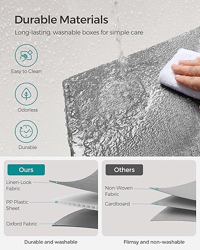 Miniatura 3 de SONGMICS Cestas de almacenamiento, juego de 2 contenedores de almacenamiento extra grandes para organizar, 30 L, 15.7 x 11.8 x 9.8 pulgadas, cubos