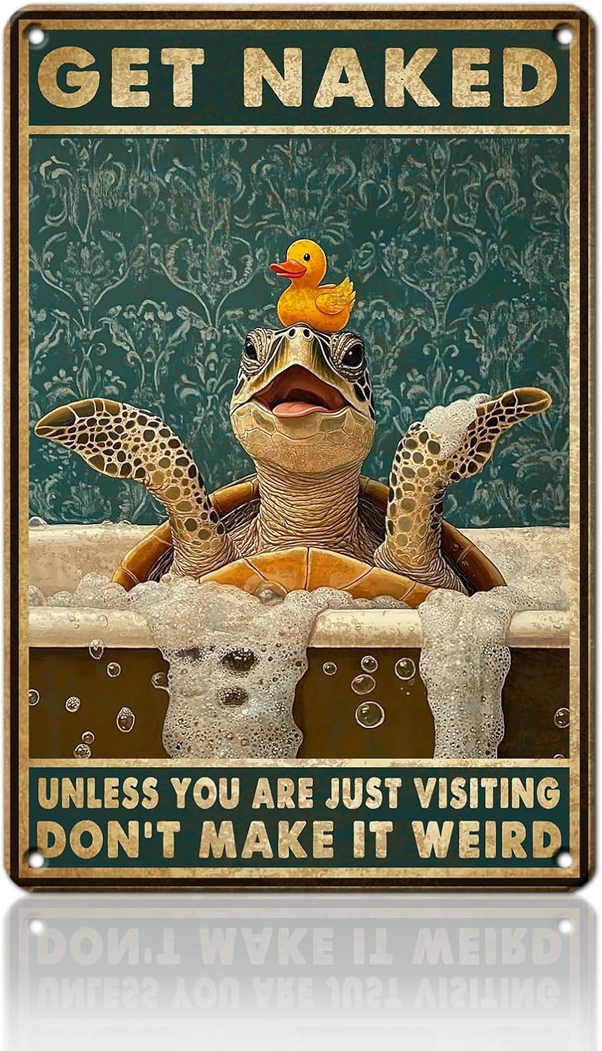 Tiger Take Shower Bathtub Retro Tin Sign Metal Poster Vintage Wall Decor Funny Decoration for Home Bar Bathroom Farm Room Garden Plaque 12x16inch