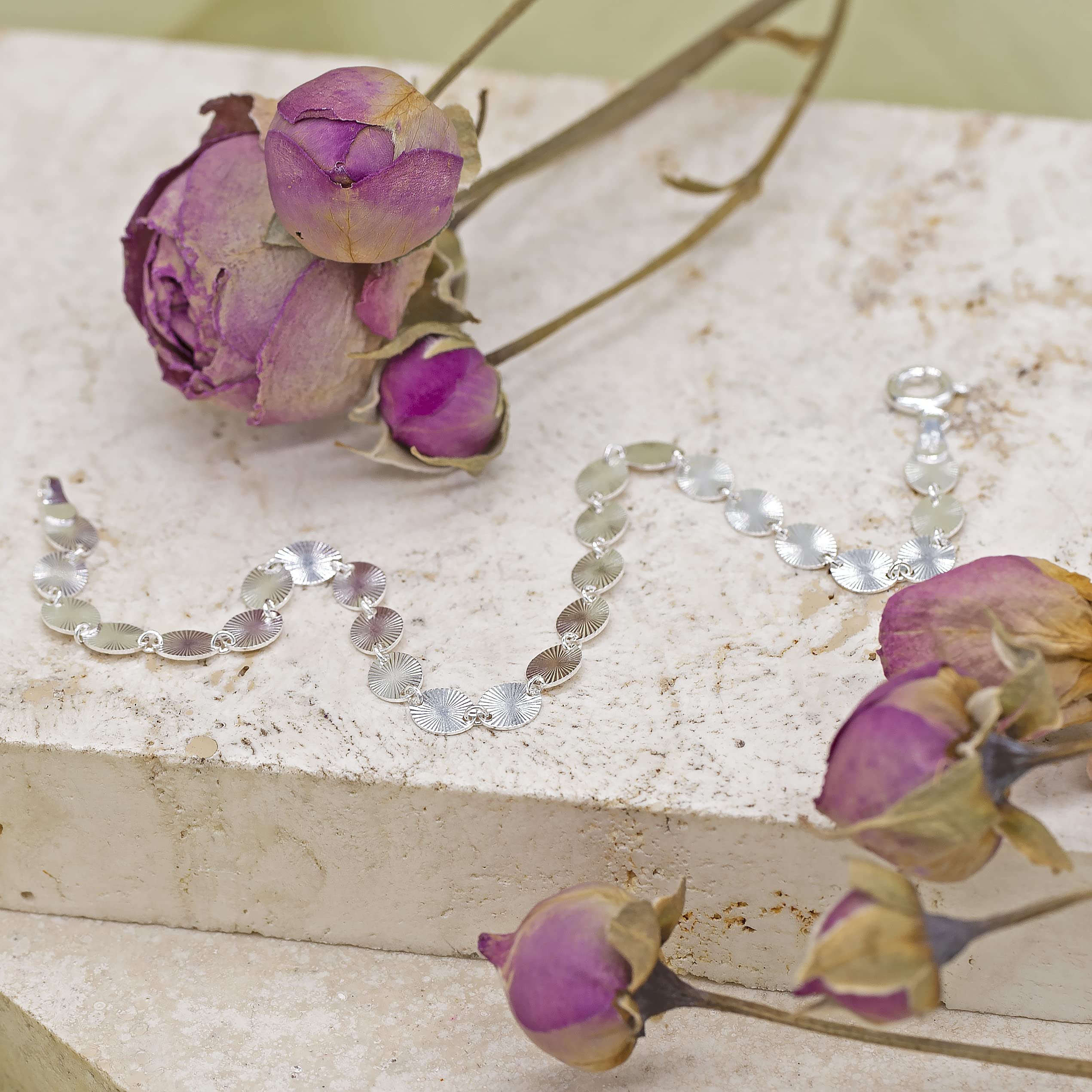 Tuscany Silver Bracciale da donna in argento sterling con disco ovale decorato
