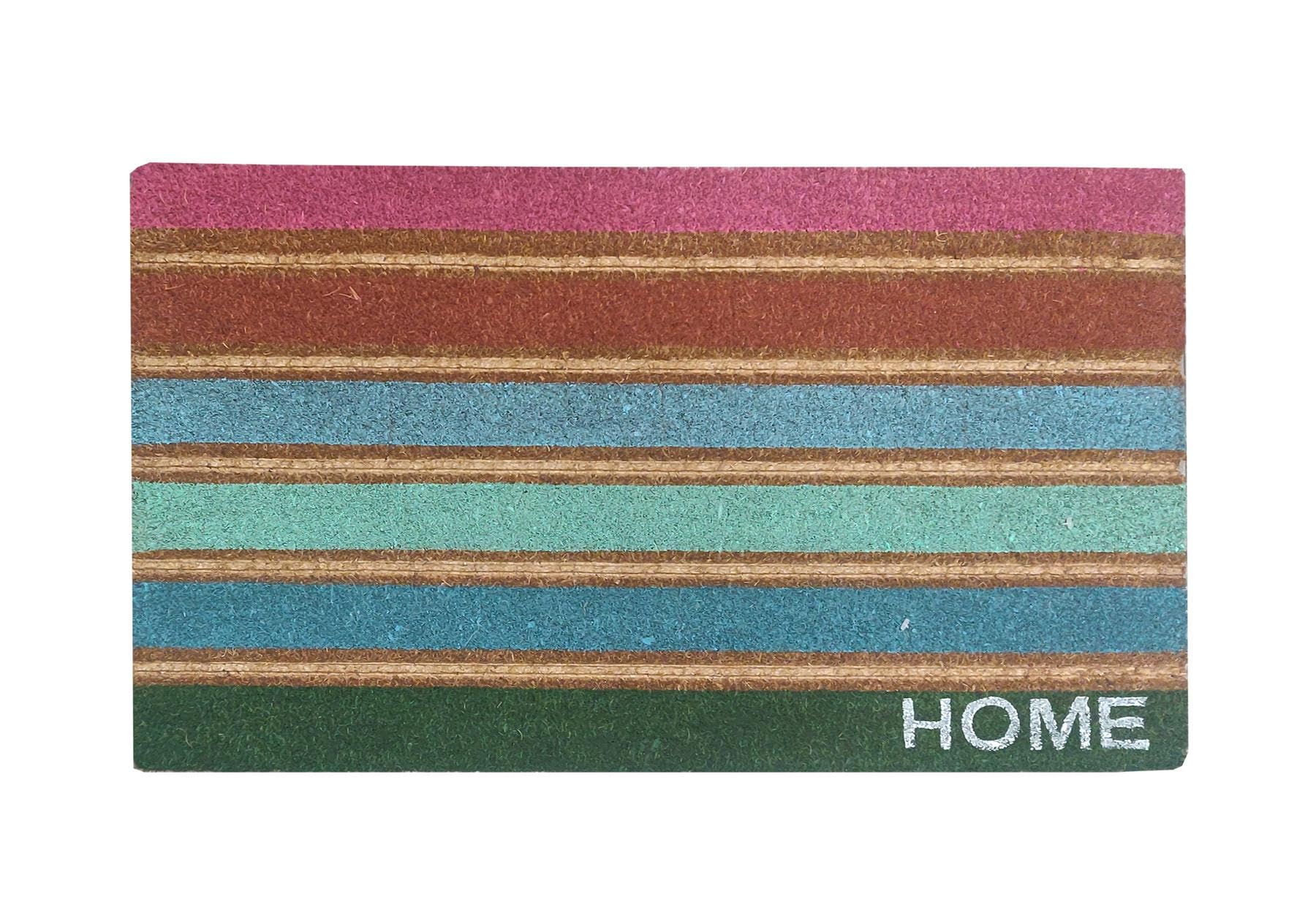 Roseley Large Doormat 45 x 75cm Non-Slip Entrance Rug for Winter Natural Coconut Coir Runner Indoor Outdoor Welcome Mat Heavy Duty Dirt Trapper [Multicoloured Stripes]