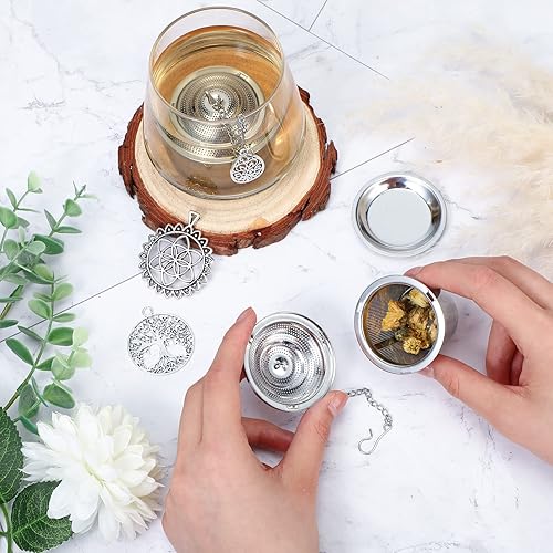 Miniatura 5 de Infusores de té para té suelto, 3 juegos de hojas sueltas, colador de té más empinado, bola de té de acero inoxidable para soporte de té suelto,