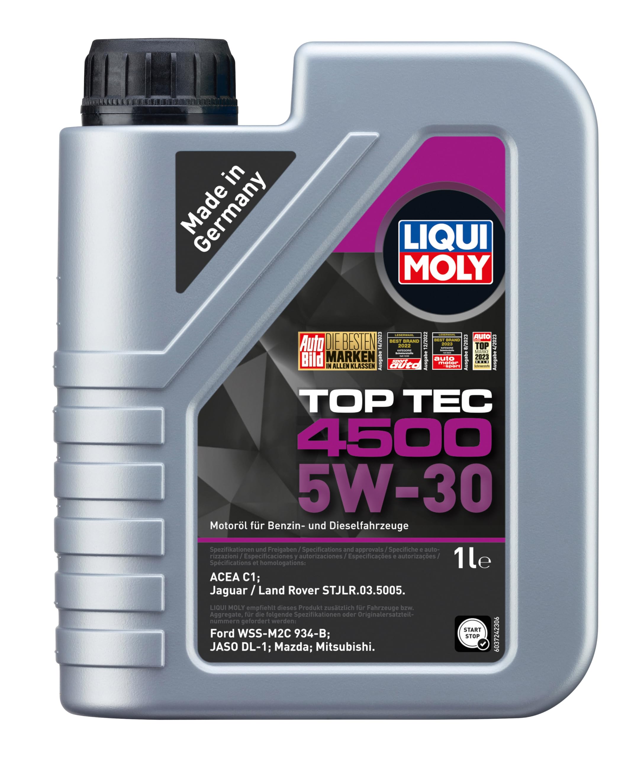 2 x Liqui Moly Top Tec 4500 5W30 Synthetic Technology Engine Oil - 1 Litre