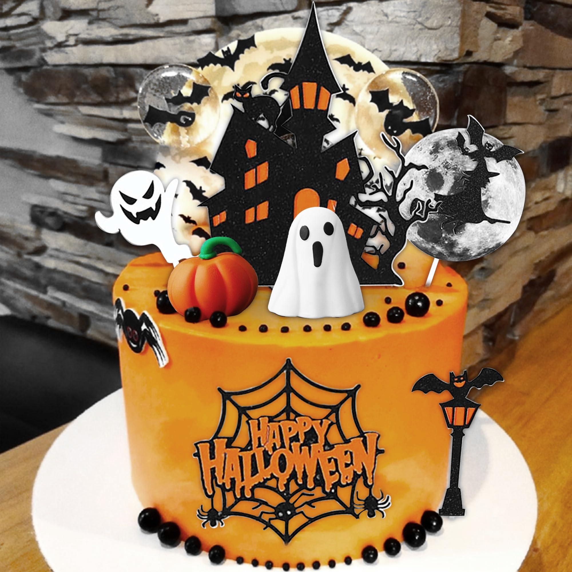Roaring Good Time Halloween Cake Decoration Withch Ghost Haunted House Cake Topper Witch Cake Topper Pumpkin Cake Decoration Halloween Party Supplies