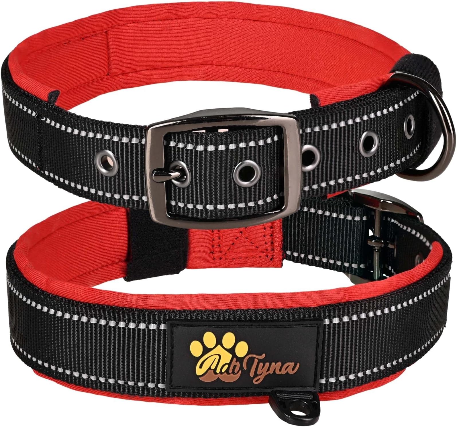 ADITYNADog Collar for Large Dogs - Padded Ultra Comfortable Soft Neoprene, Reflective, Heavy Duty - Black Large Collar