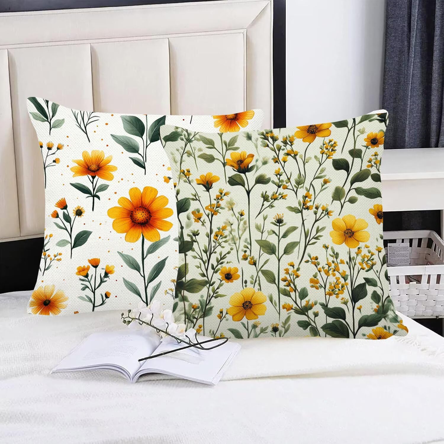 Juego de 4 Fundas Cojines Rural Flores (9) 80 x 80 cm Fundas Cojines, Decoración Moderna Cojin Exterior, para Sofá salón Coche Cama Sillas Decoración, Cuadrado Terciopelo Sofá Cojín Exterior m-479