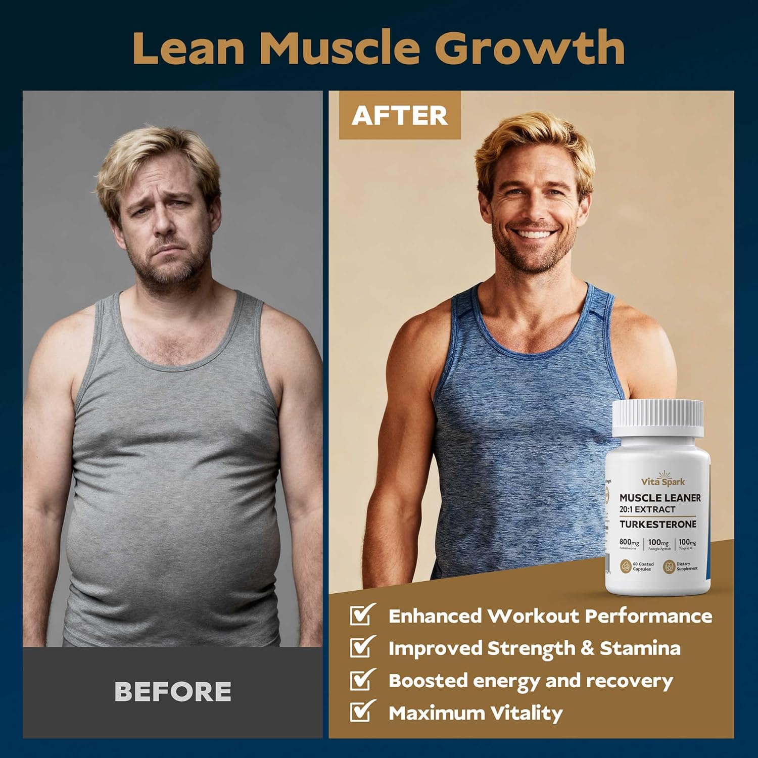 Turkesterone Muscle Leaner - 20:1 Extract 16,000mg with Tongkat Ali & Fadogia Agrestis, High Potency Men's Supplement for Performance, Energy, Vitality, Stamina & Strength | 60 Capsules - Image 3