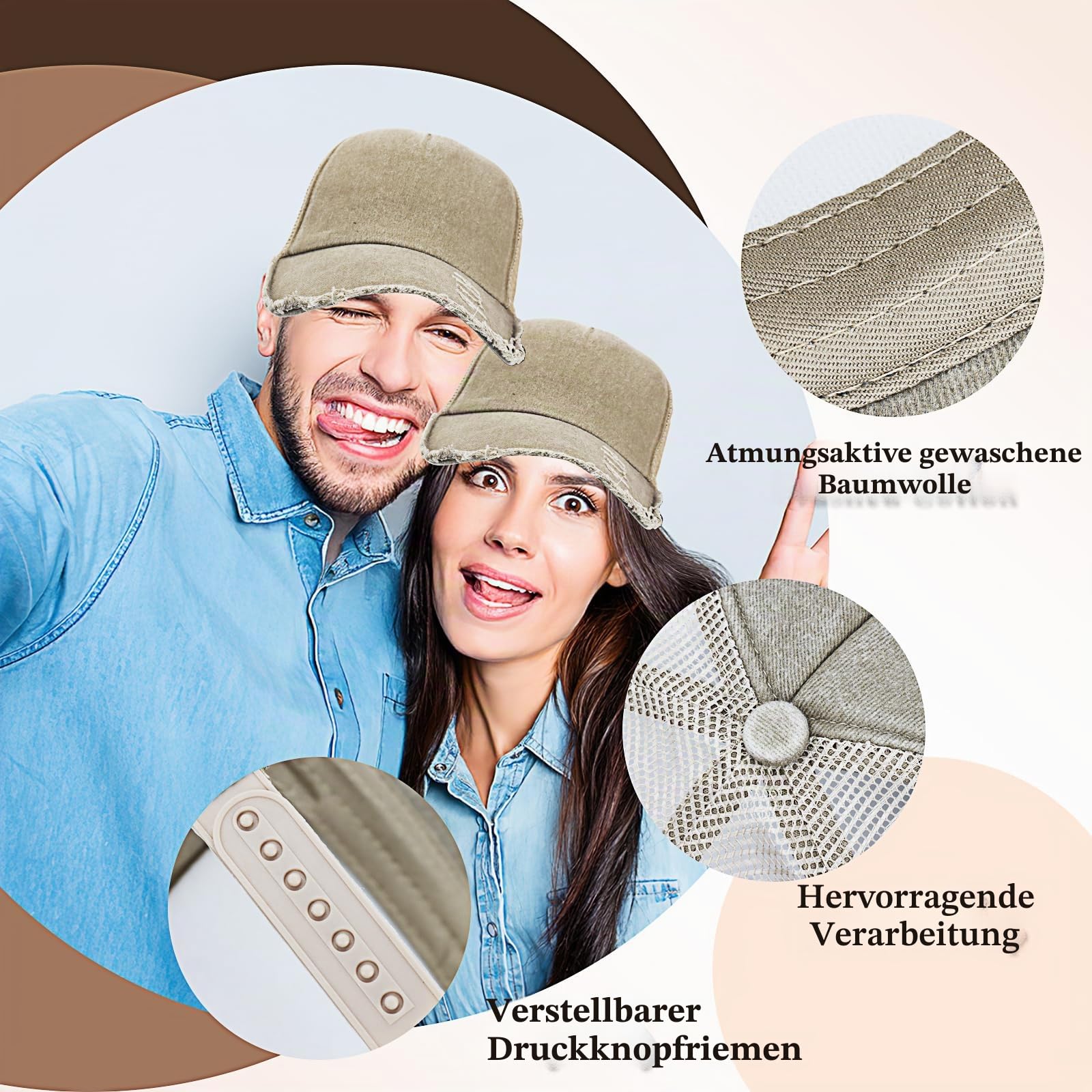 24er Pack Baseballkappe Damen & Herren - Vintage Basecap verstellbar - Retro Baseball Cap im Distressed Look - 6 Farben Mesh Trucker Kappe aus gewaschener Baumwolle - Set für DIY & Events