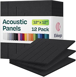 Acoustic Panels 12-Pack Soundproof Wall Panels 12"x12"x0.4" Decorative Sound Dampening for Your Home, Office, Studio, Bedroom & More with Unique LineWave Carving [Dark Gray]