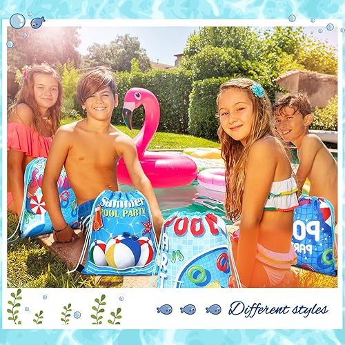Miniatura 6 de 24 bolsas de verano para fiestas en la piscina, bolsas de regalo con cordón para la playa, bolsas de regalo para fiestas en la piscina, decoraciones