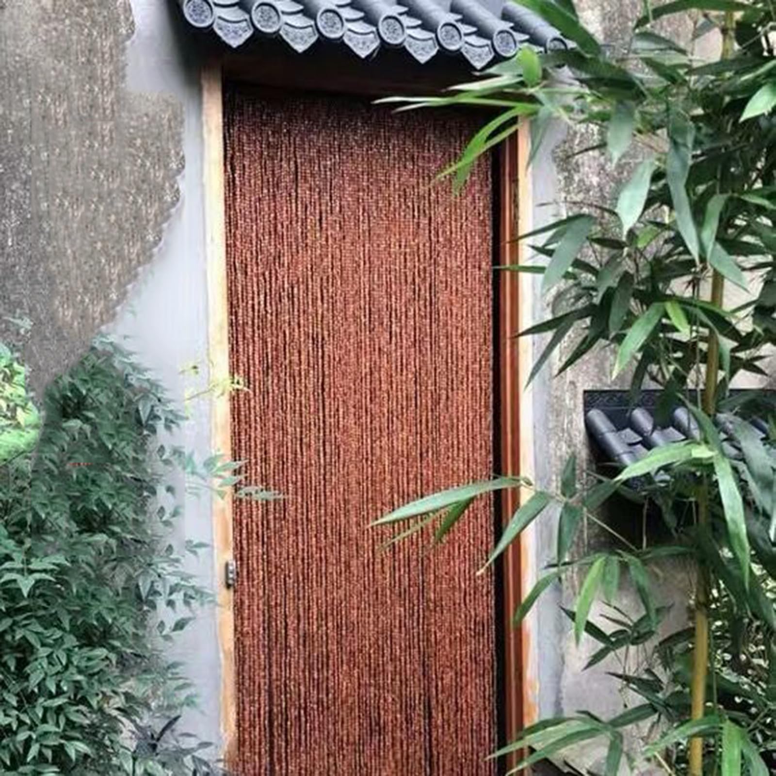 Bambus Perlenvorhang Türvorhang Holzperlenvorhang Raumteiler Deko Vorhänge,Natür Bambusvorhang für Zimmertüren,Balkon,Terrassentür,Anpassbar,Breite x Höhe (90cm x 250cm(110 Stränge))
