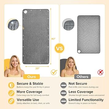 Electric Heating Pad for Back,Extra Large Heating Pad 40x20, Ultra Soft