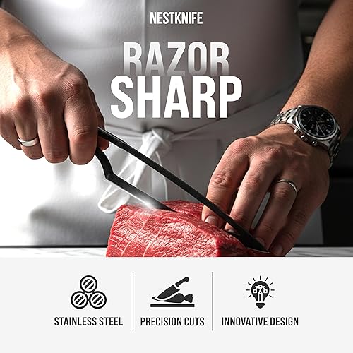 Miniatura 4 de Juego de cuchillos de cocina de acero inoxidable, juego de 4 cuchillos de chef, diseño ergonómico de cuchillos de chef, modernos cuchillos de acero